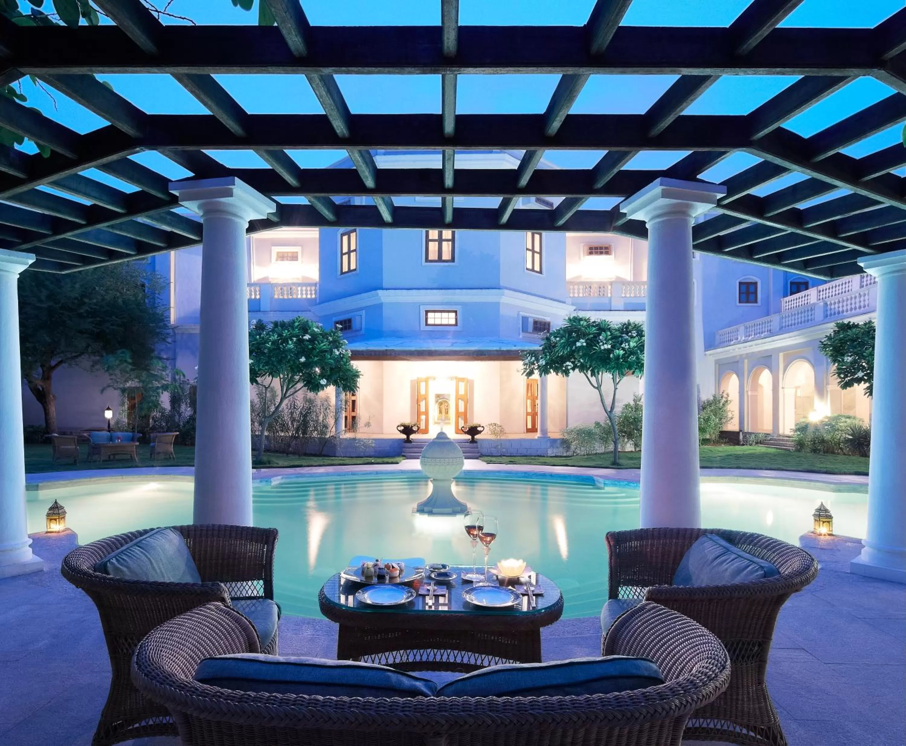 Pool view in Taj Falaknuma Palace