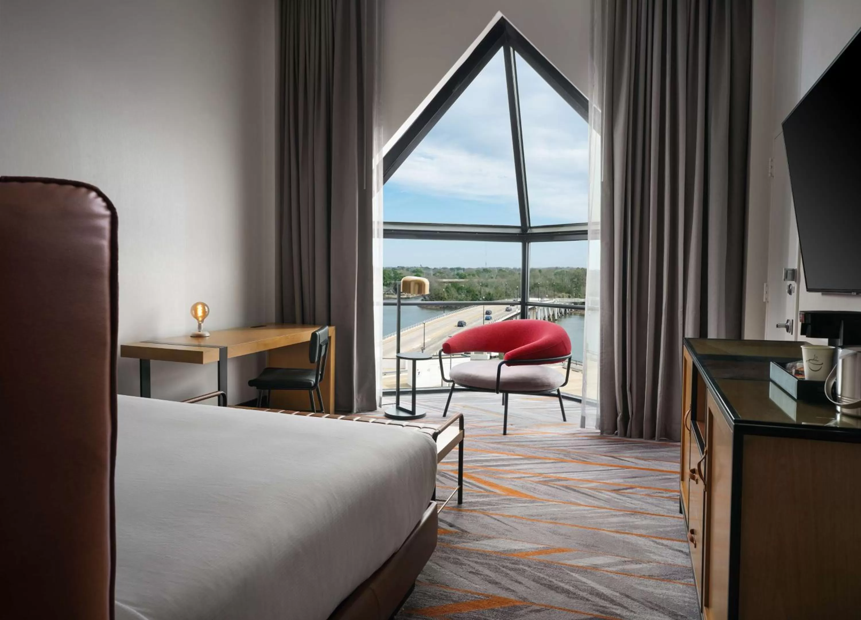 Bedroom, Bed in The Landing at Hampton Marina, Tapestry Collection by Hilton