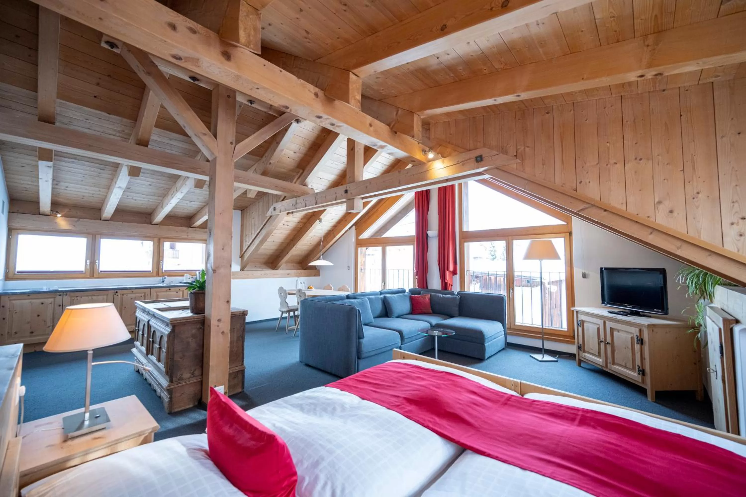 Bed in Hotel Engiadina