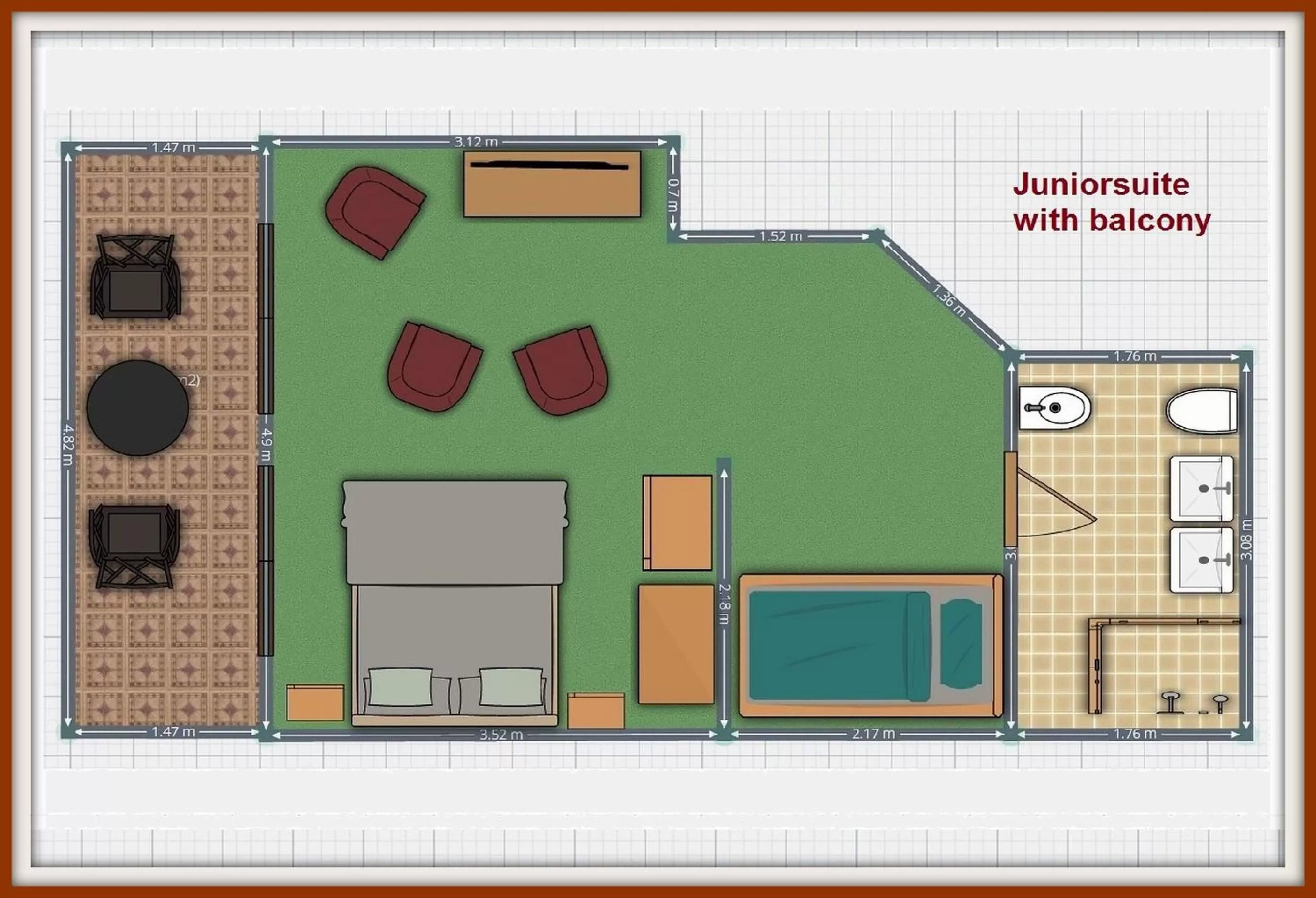 Junior Suite with Balcony - single occupancy in Hotel Rebstock