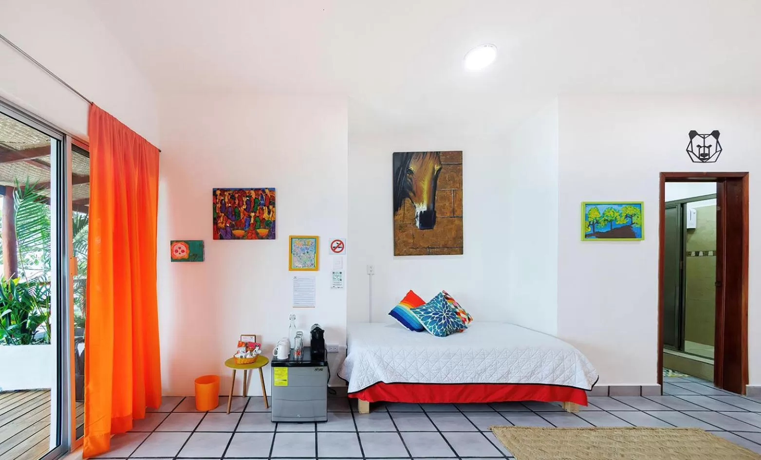 Bed in El Búho Lagoon Bacalar