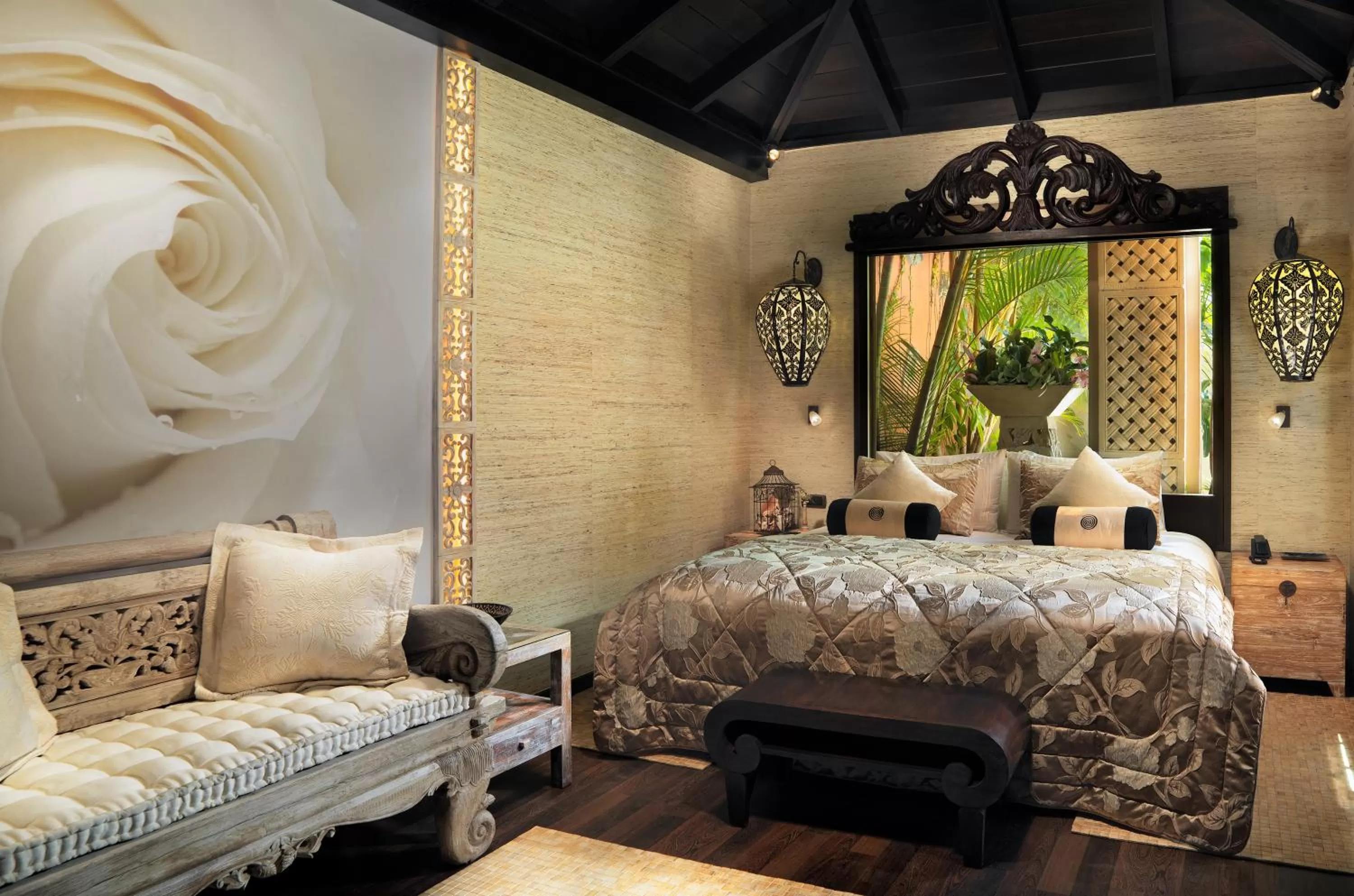 Bed in Royal Garden Villas, Luxury Hotel