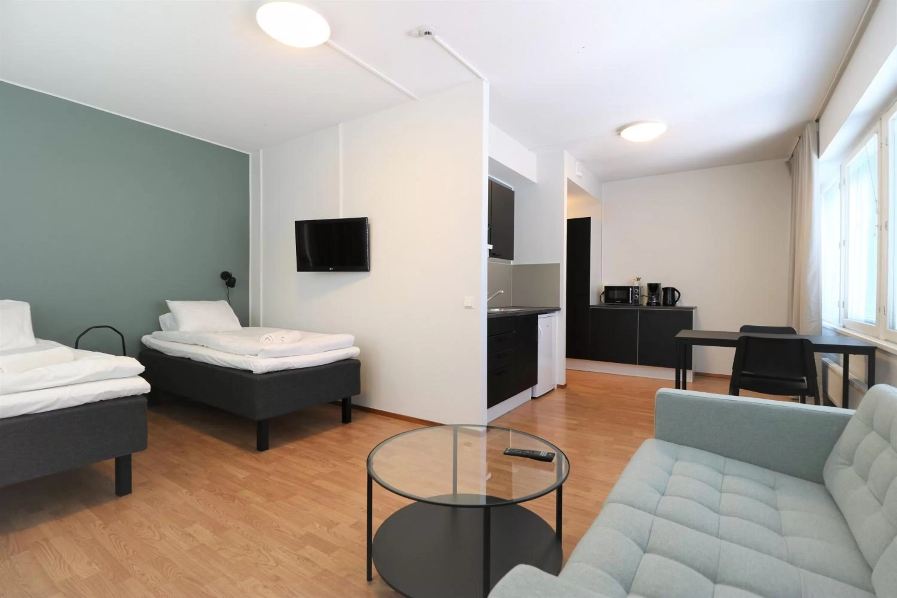 Photo of the whole room, Bed in Forenom Aparthotel Helsinki Herttoniemi