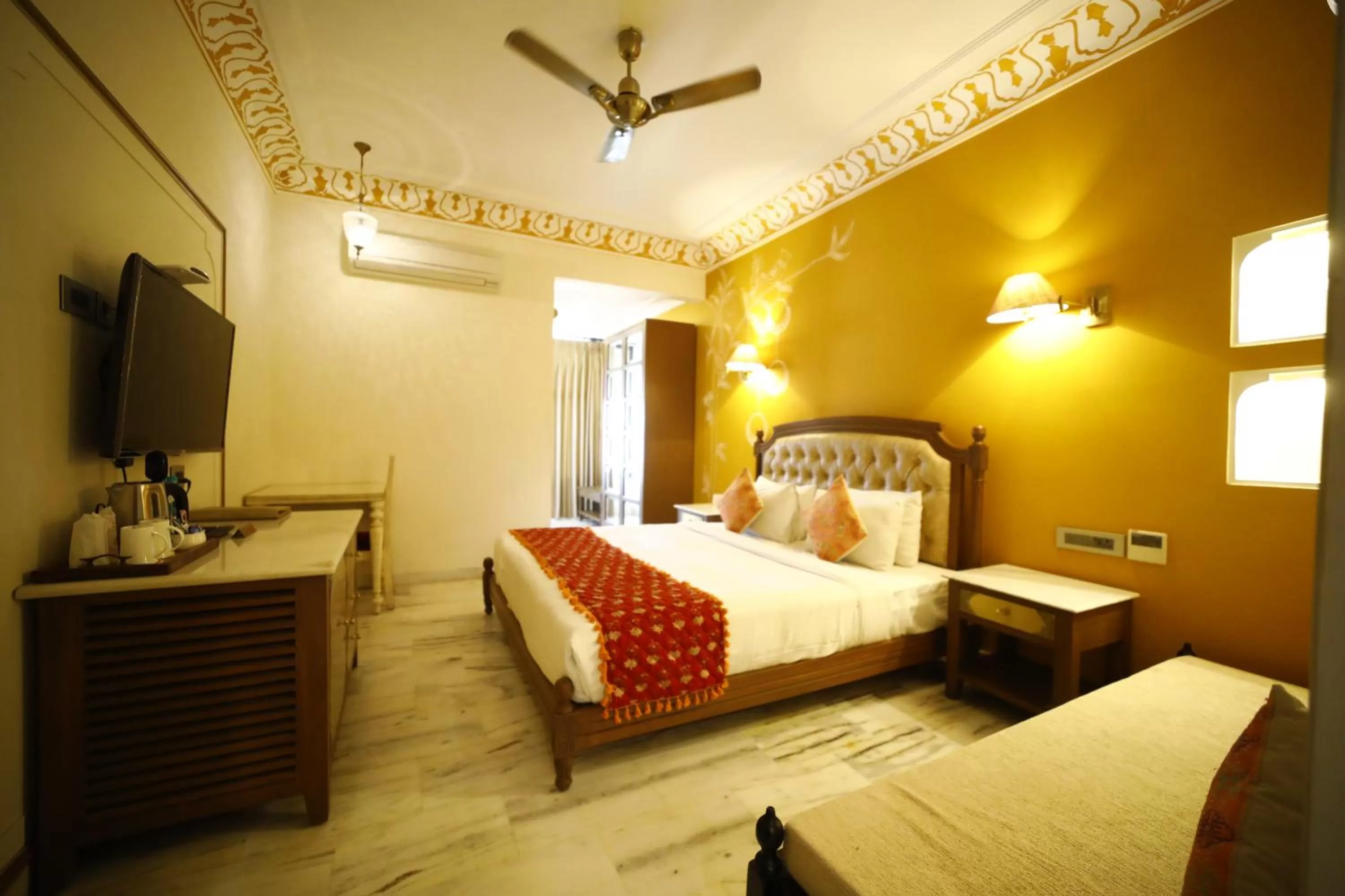 Photo of the whole room, Bed in Laxmi Palace Heritage Boutique Hotel