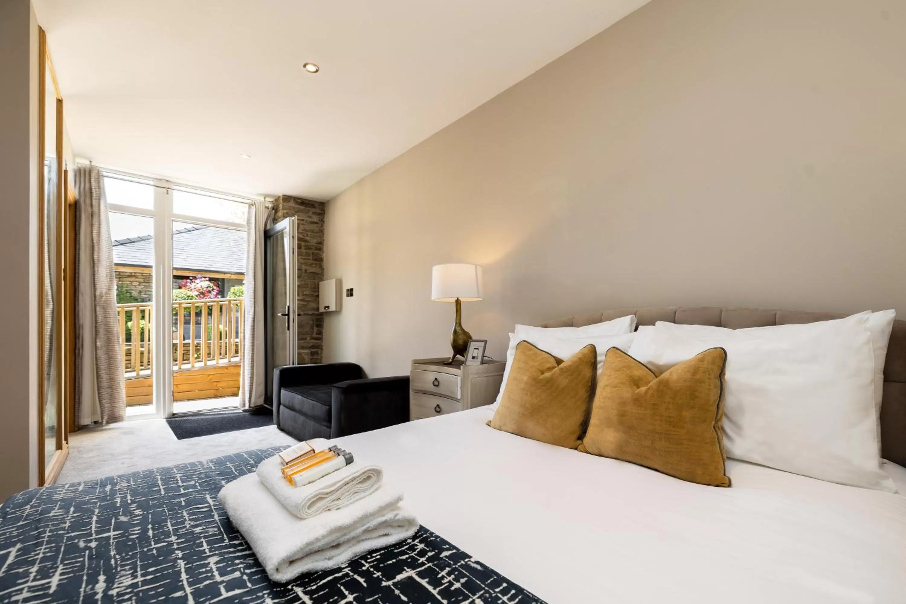 Patio, Bed in Lanelay Hall Hotel & Spa