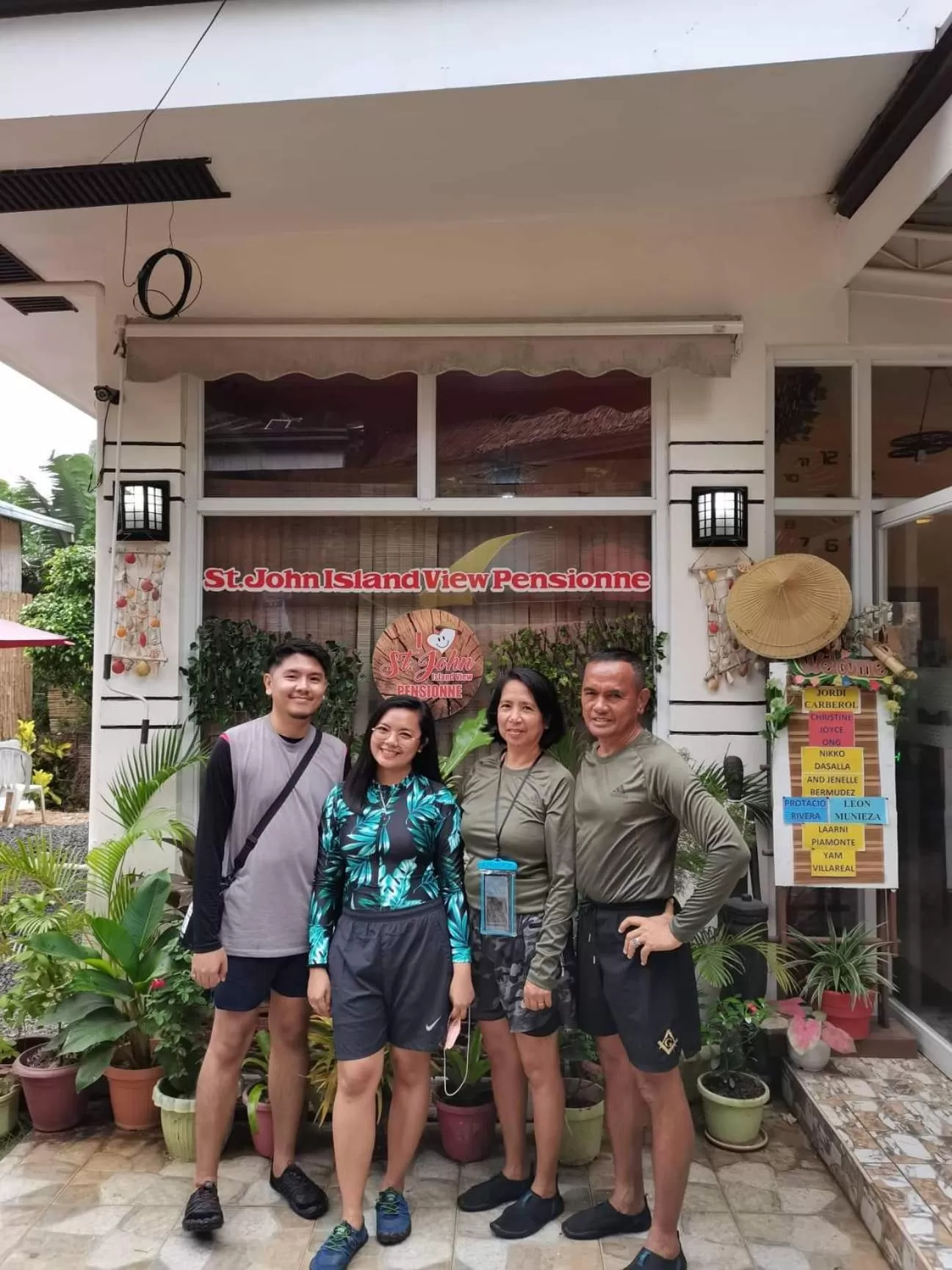 group of guests in St. John Island View Pensionne