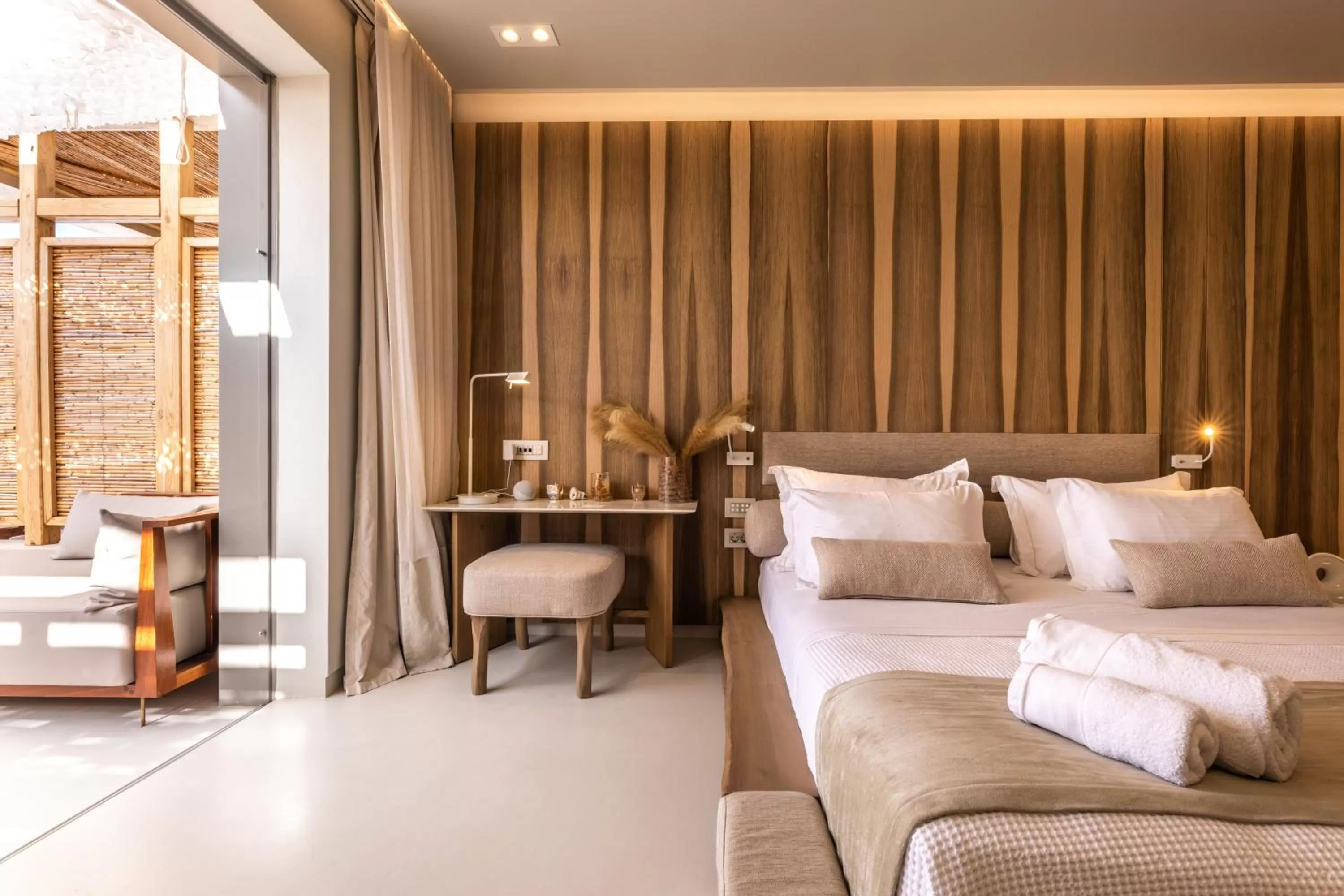 Bed in Avgoustos Suites Naxos