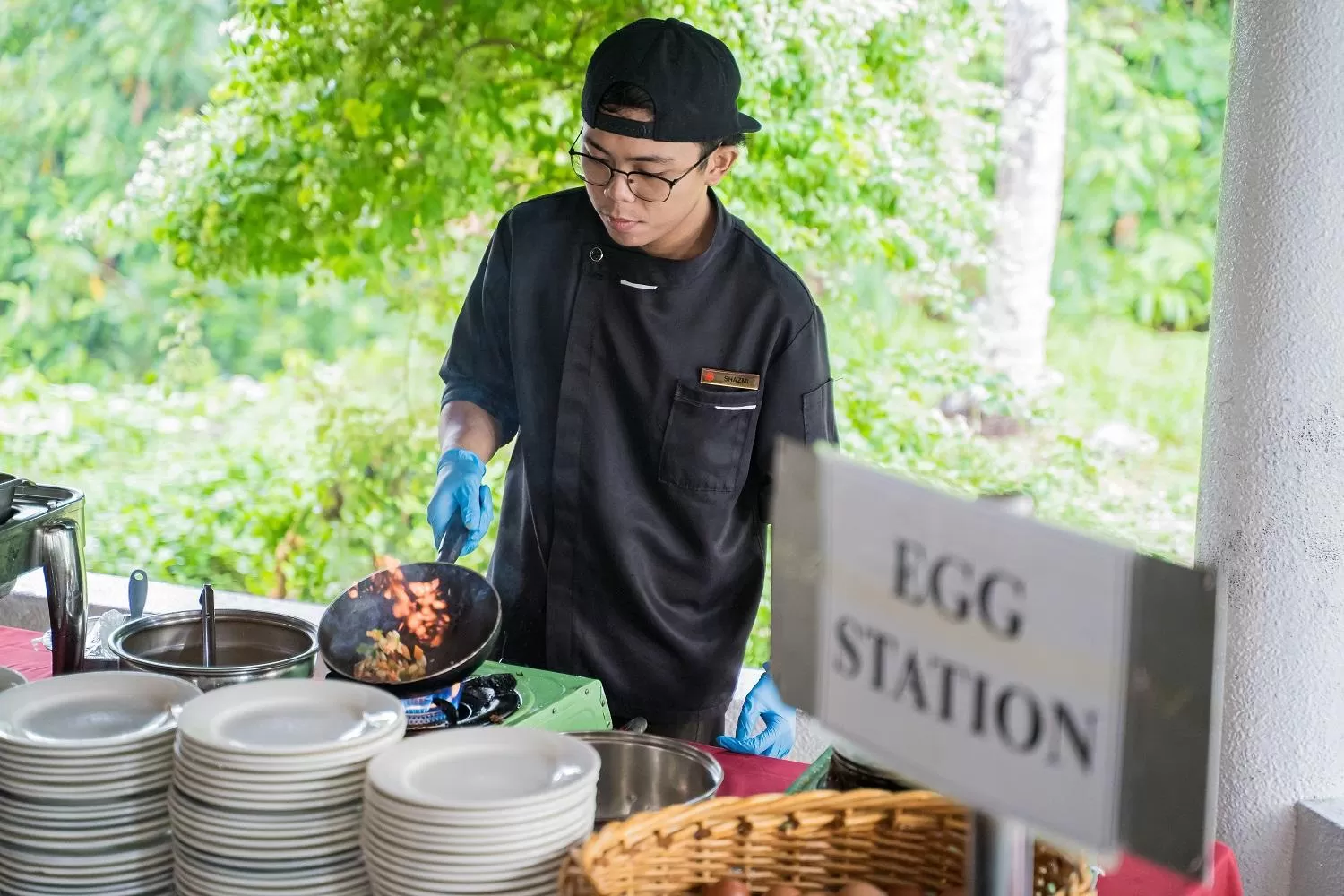 Buffet breakfast in Sabah Hotel