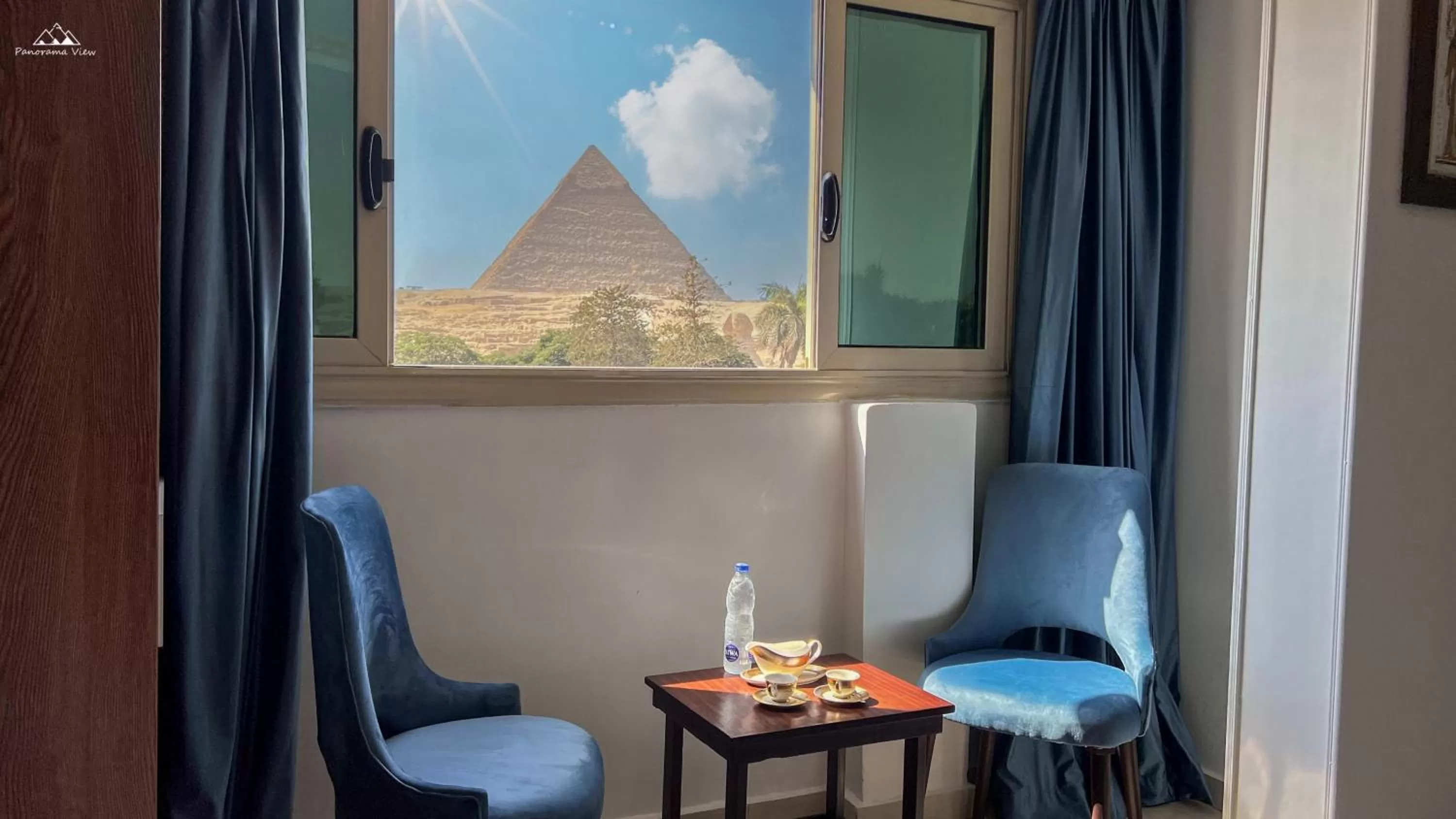 Living room in PANORAMA view pyramids