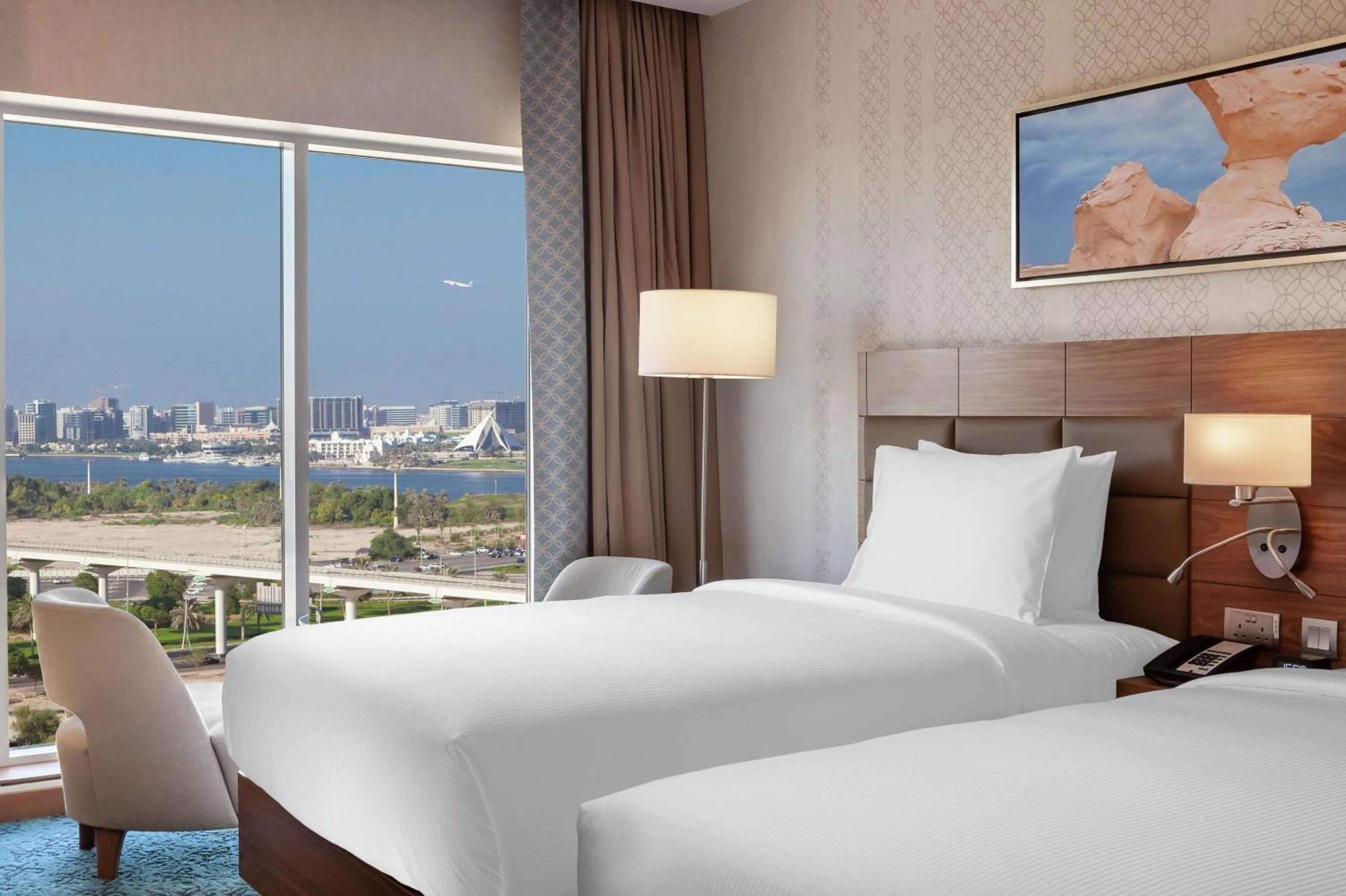 View (from property/room), Bed in DoubleTree by Hilton Dubai Al Jadaf