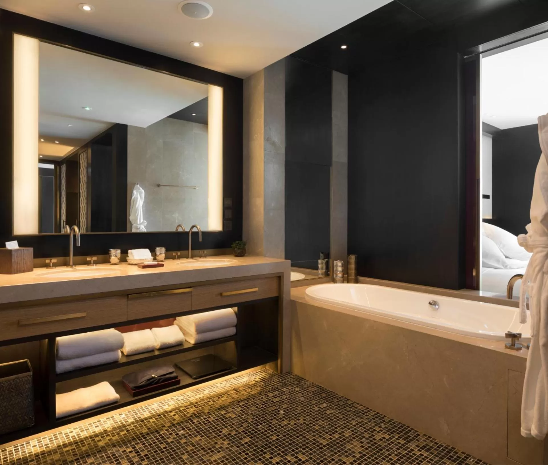 Bathroom, Bed in Rosewood Phnom Penh