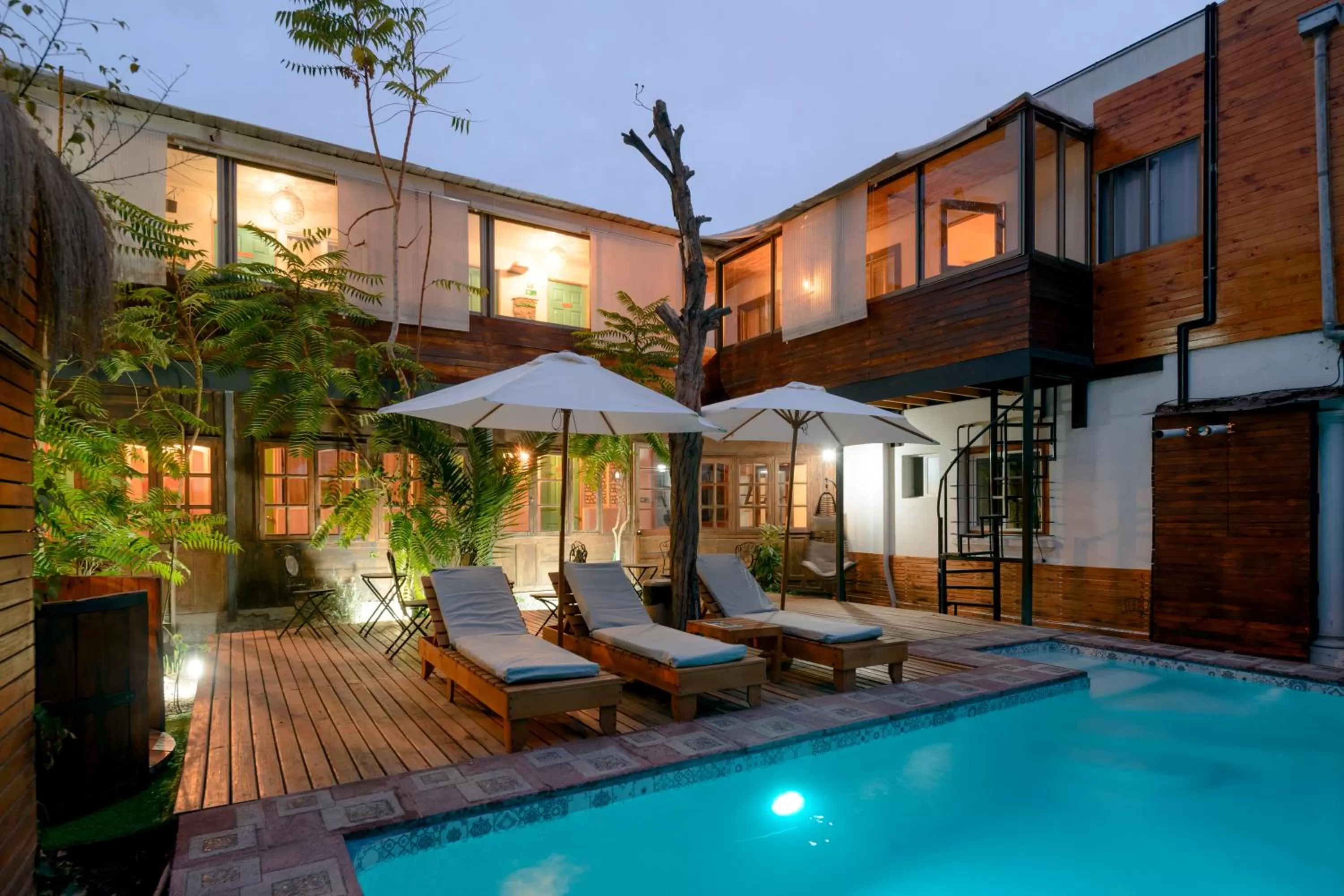 Night, Swimming Pool in Verde Madera Hostel B&B