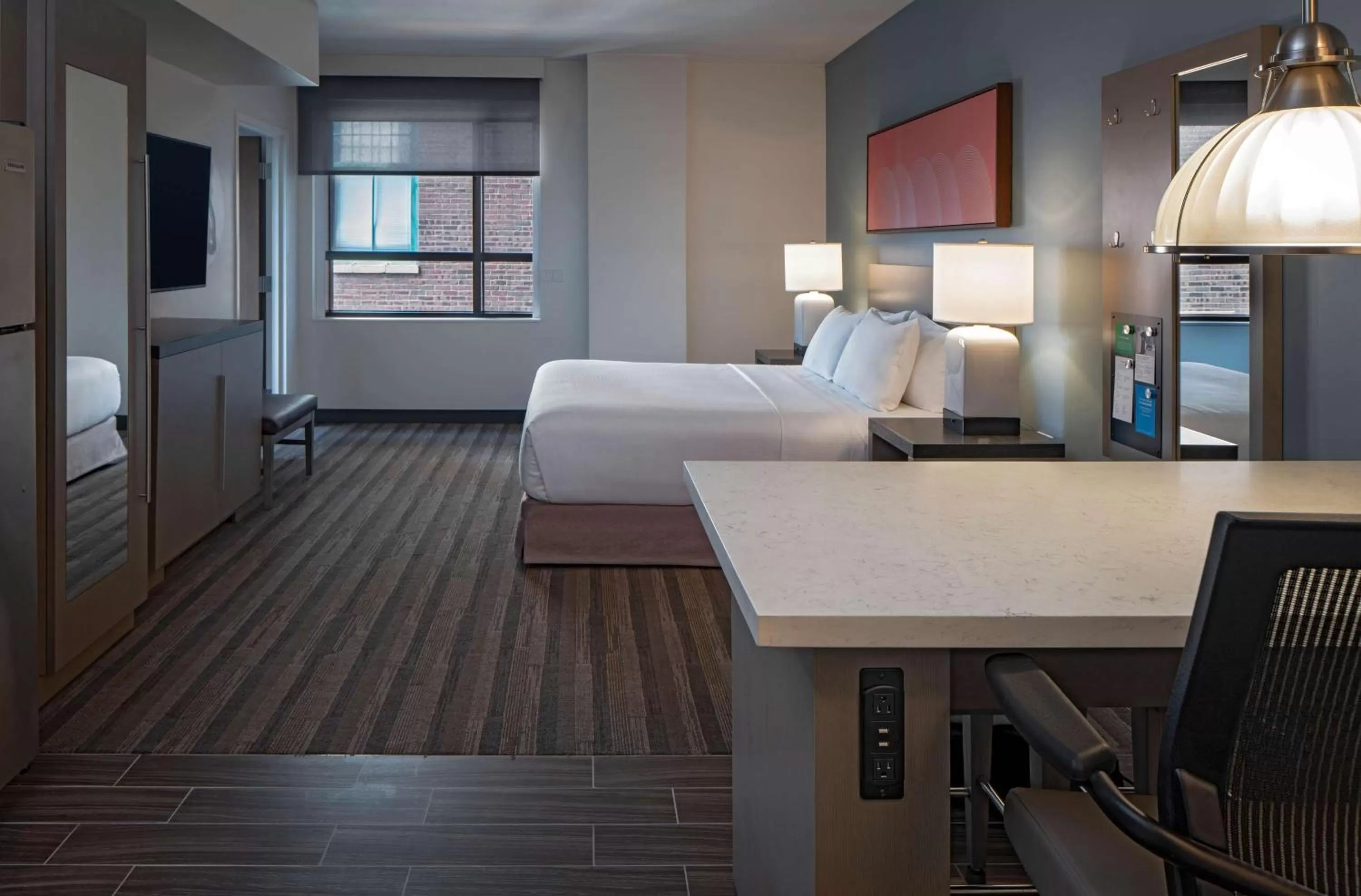 Photo of the whole room, Bed in Hyatt House Indianapolis Downtown