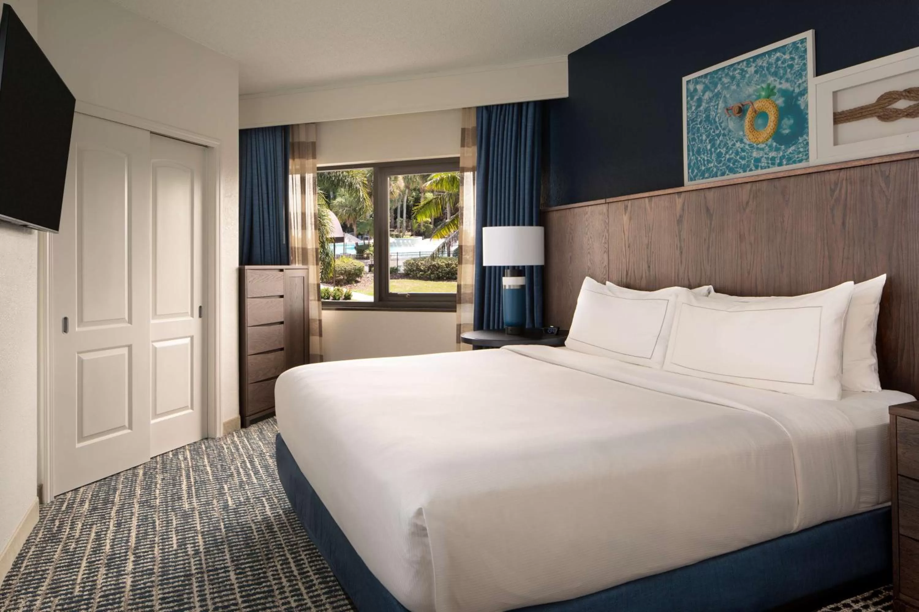 View (from property/room), Bed in DoubleTree Suites by Hilton Orlando at Disney Springs