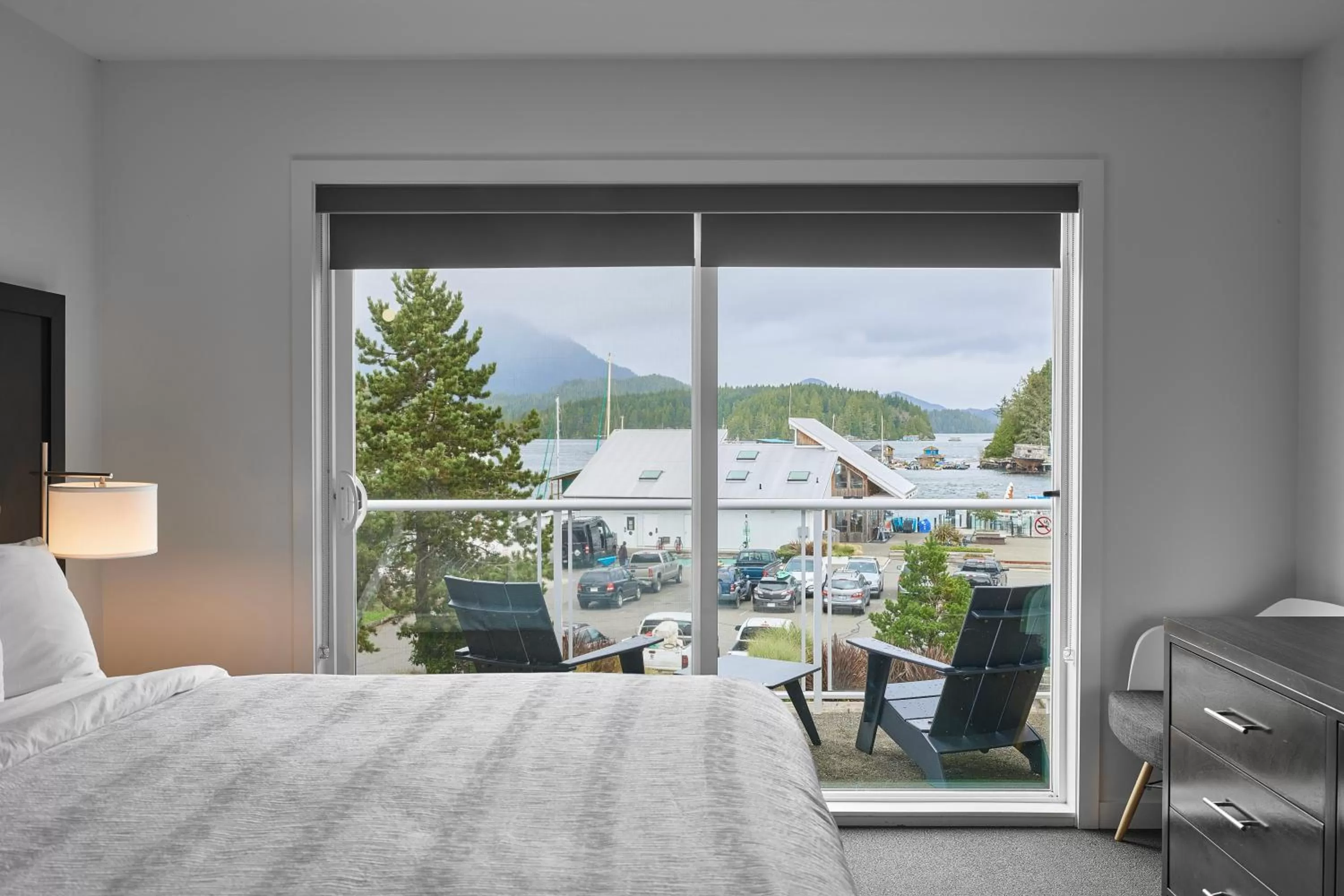 Bed in Tofino Resort + Marina