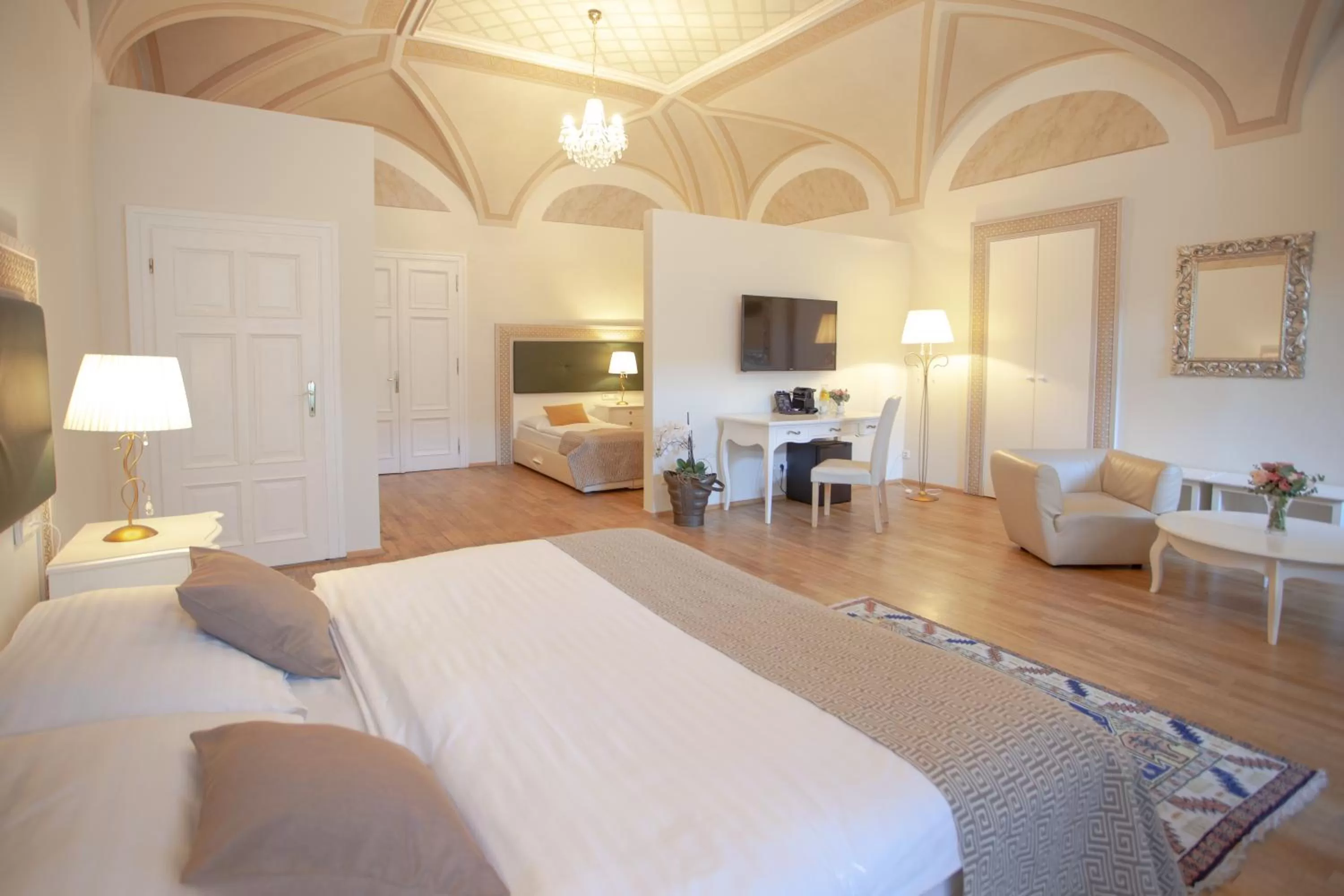 Seating area, Bed in Little King Hotel U Malvaze