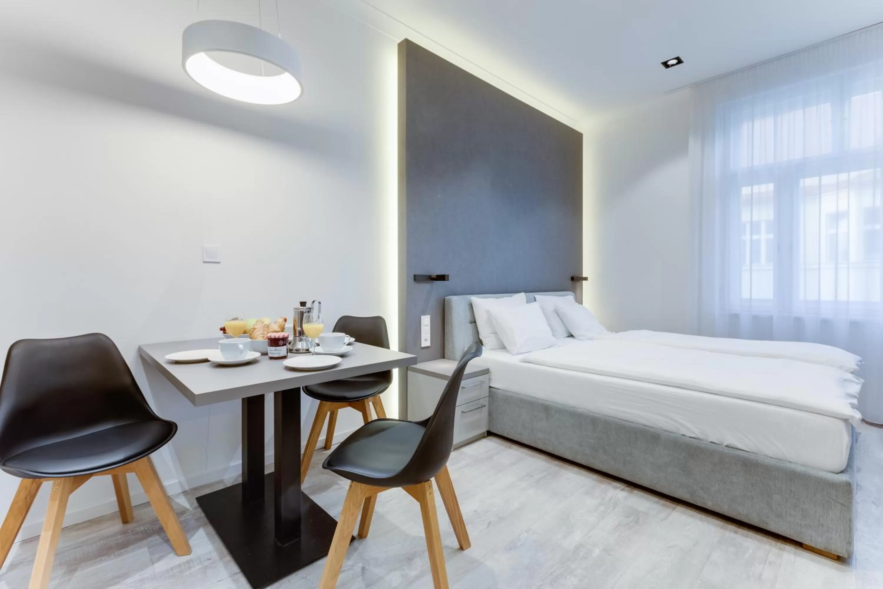 Bed in Lampi Aparthotel Prague