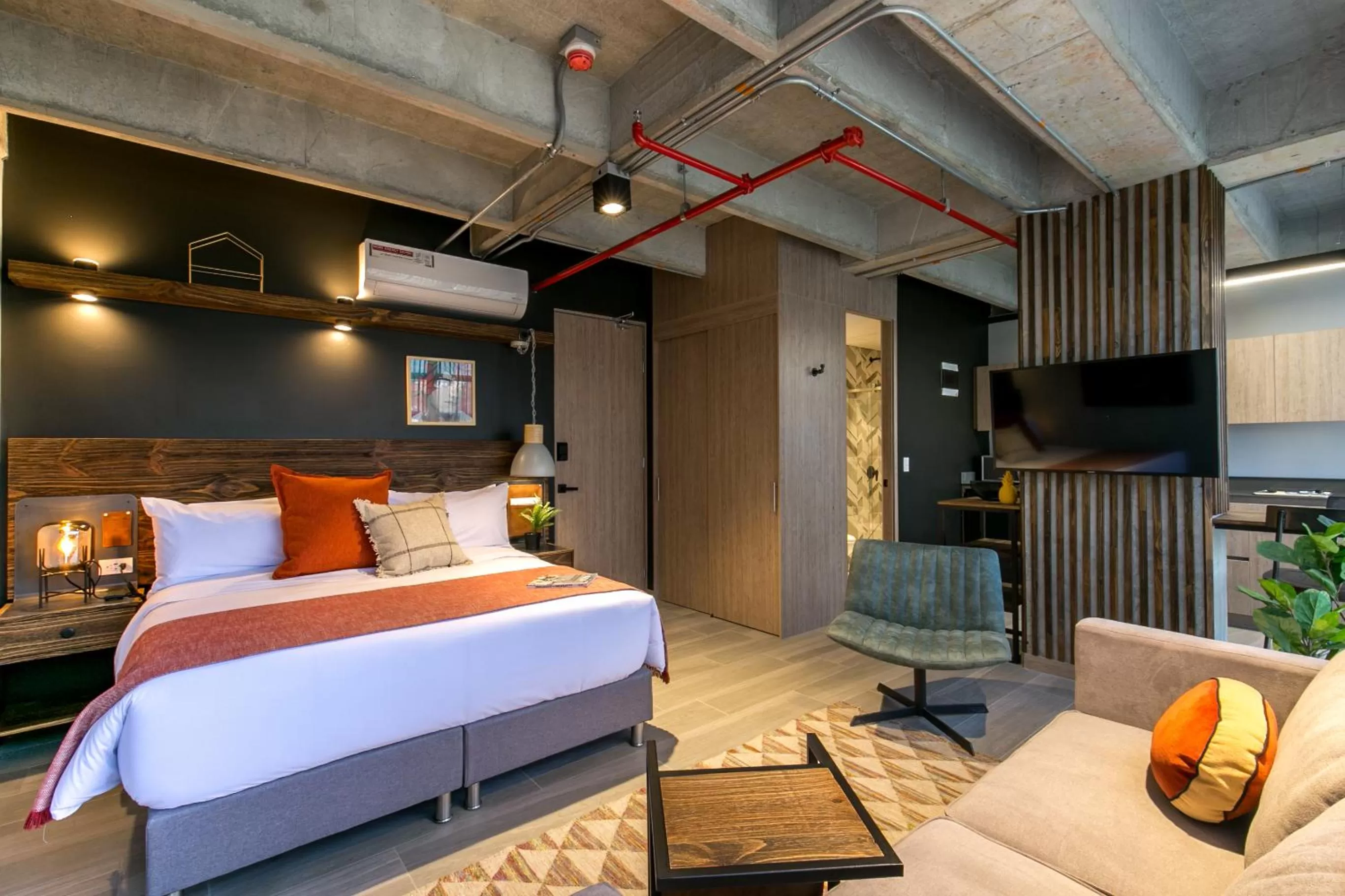 Bed in Factory Lofts Hotel