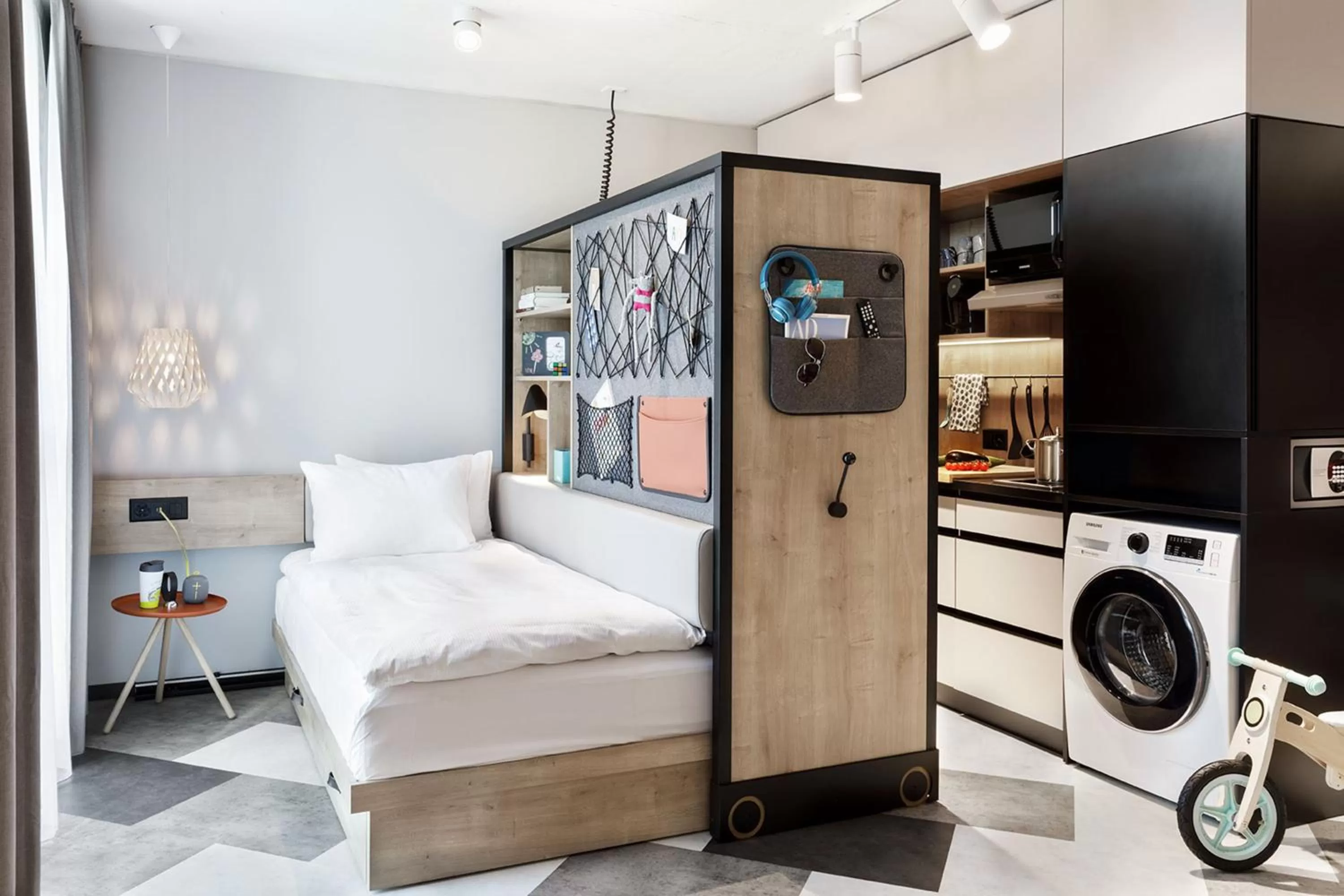 Kitchen or kitchenette, Bed in Stay KooooK Bern Wankdorf - Online Check In