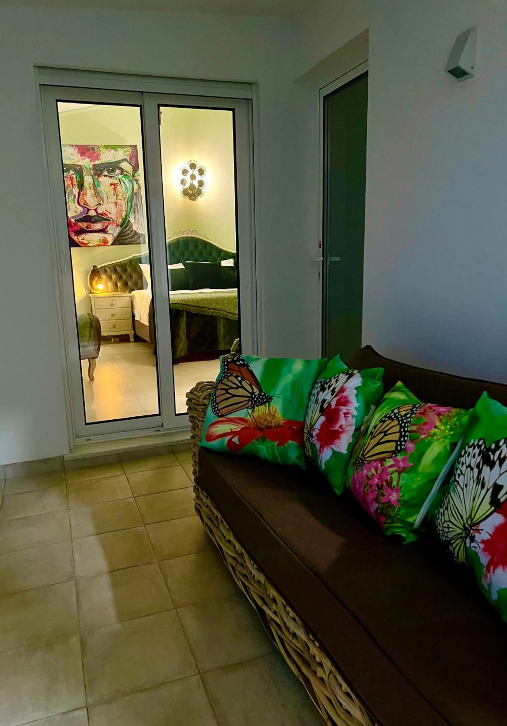 Balcony/Terrace, Bed in Palm View Guesthouse, adults only