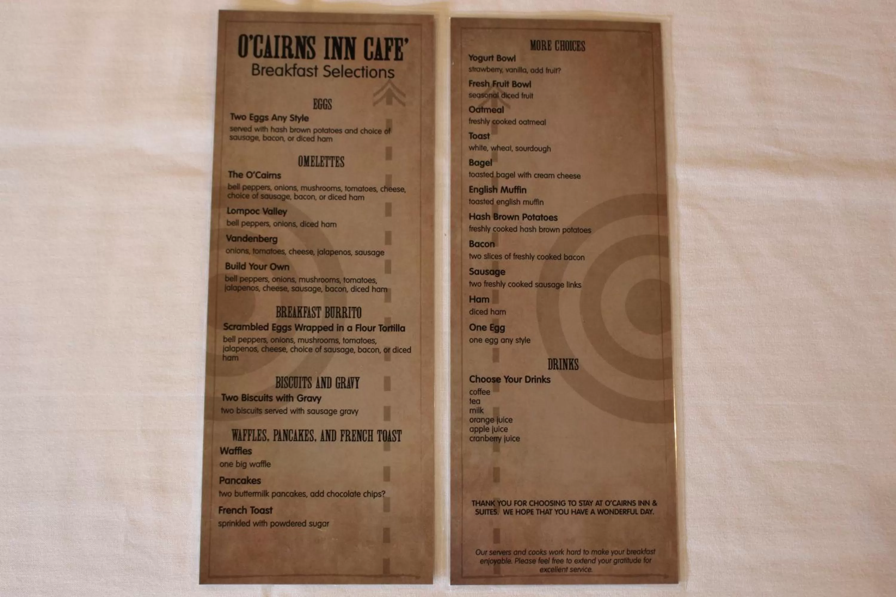 Breakfast in O'Cairns Inn and Suites