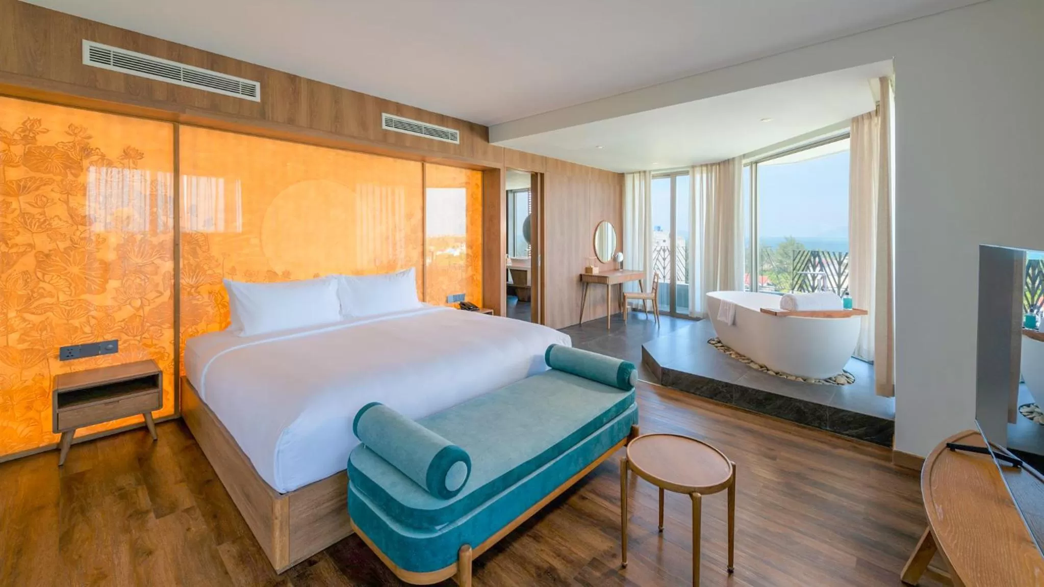 Bed in Bellerive Hoi An Resort and Spa