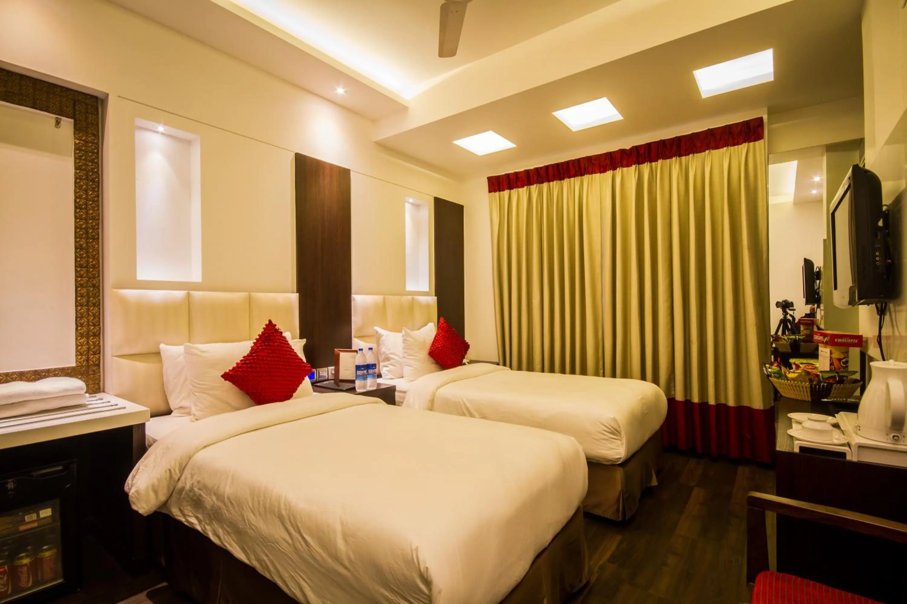 Photo of the whole room, Bed in Hotel Grand Godwin - Near New Delhi Railway Station - Paharganj