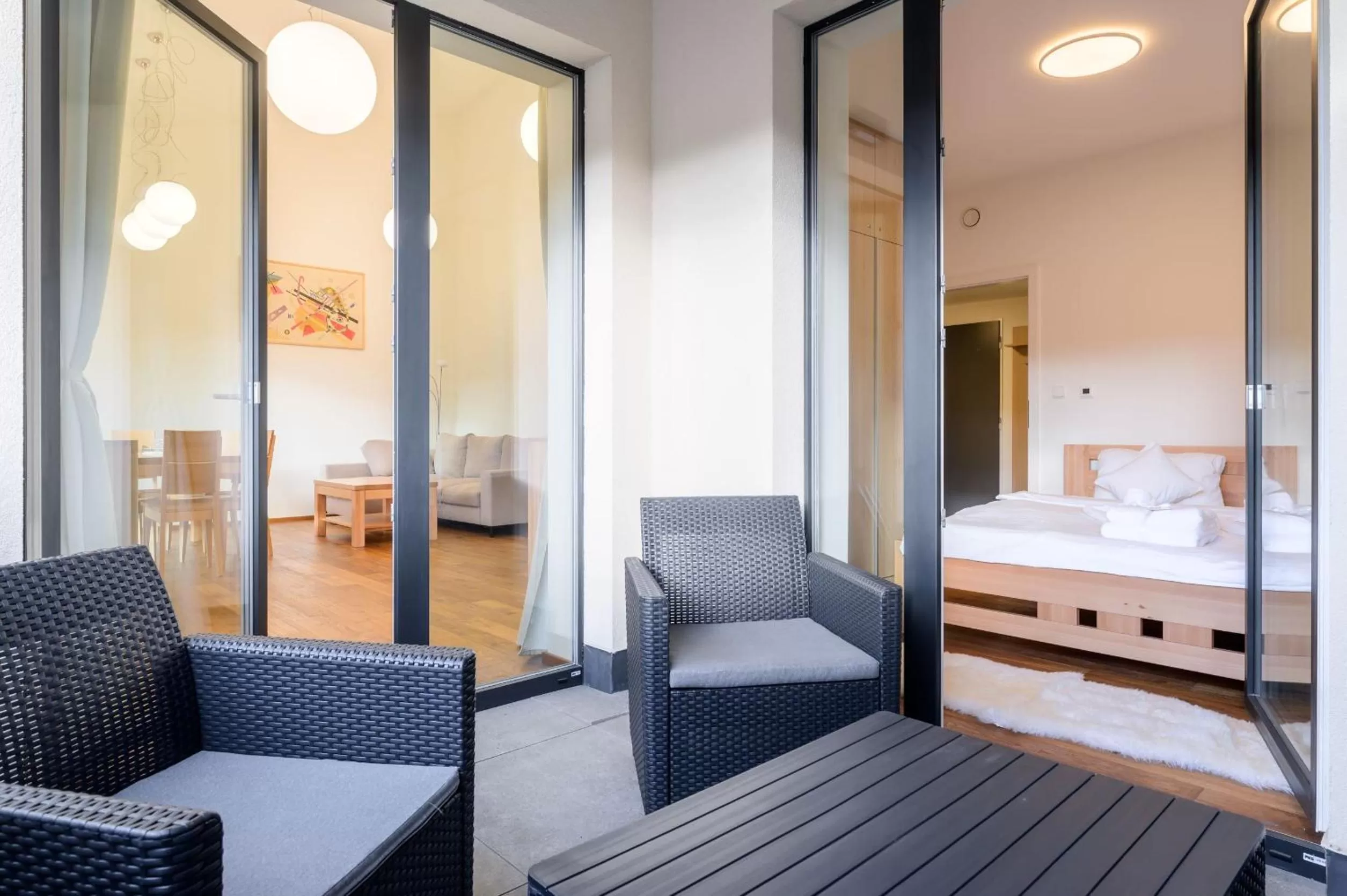 Balcony/Terrace, Bed in Resort Vrchlabí