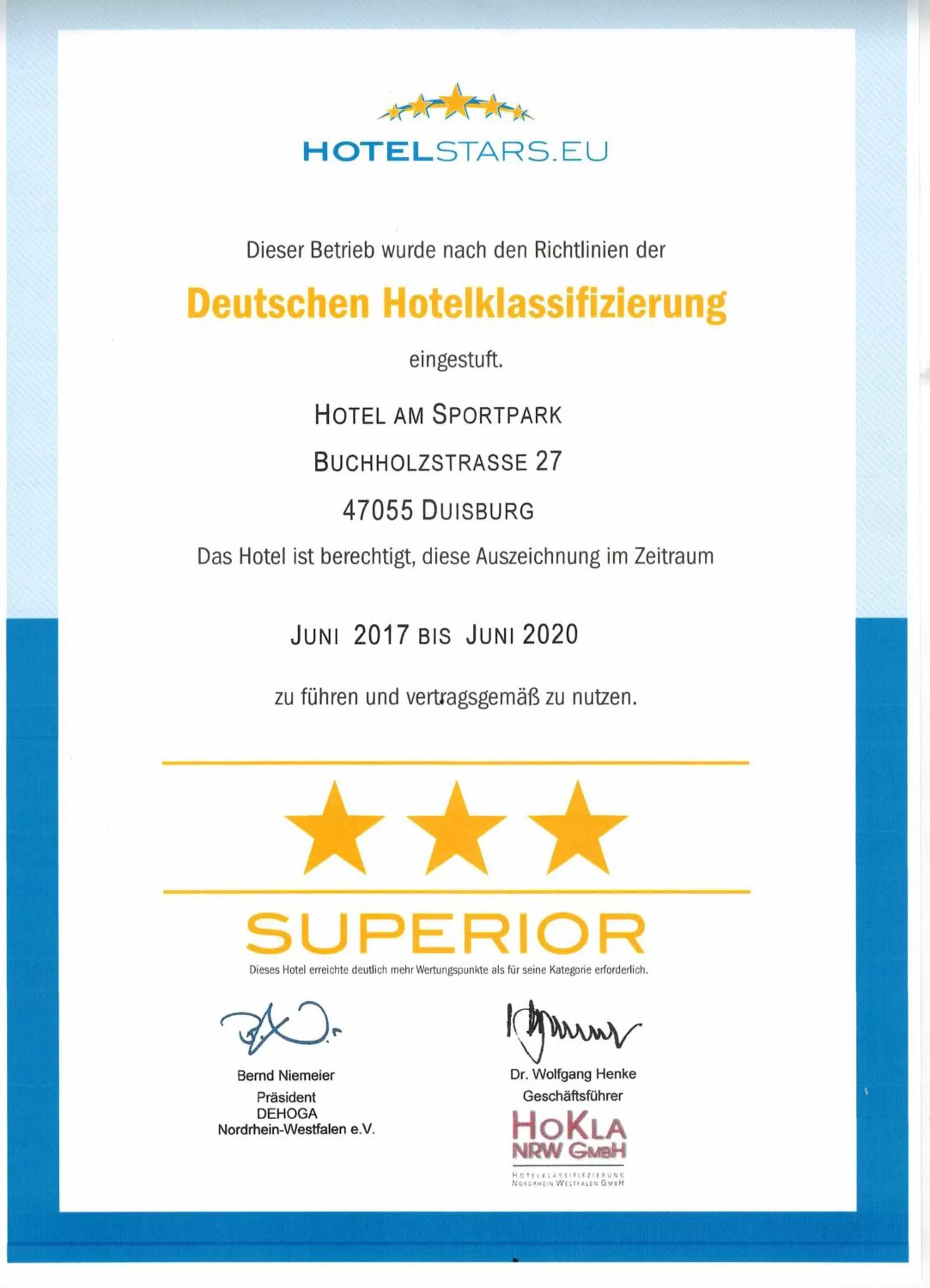 Logo/Certificate/Sign in Hotel Am Sportpark