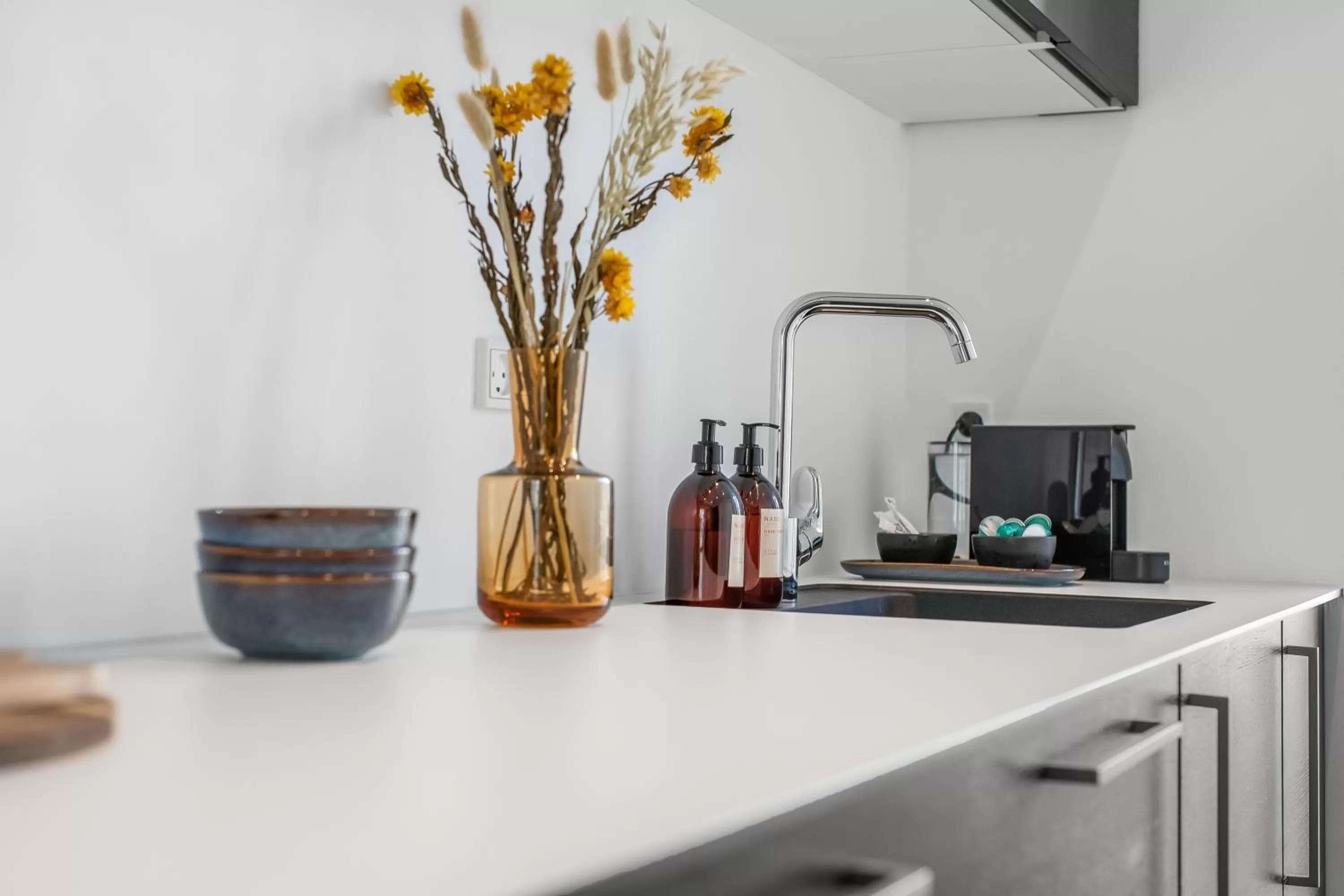 Coffee/tea facilities, Kitchen/Kitchenette in NABO Hotel Apartments