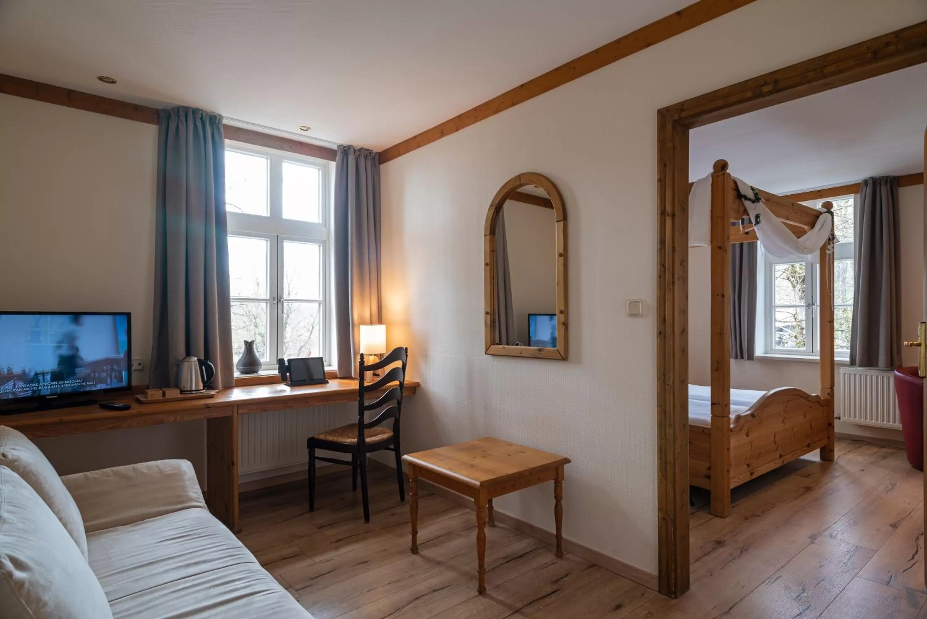 Seating area, Bed in Hotel Zum Harzer