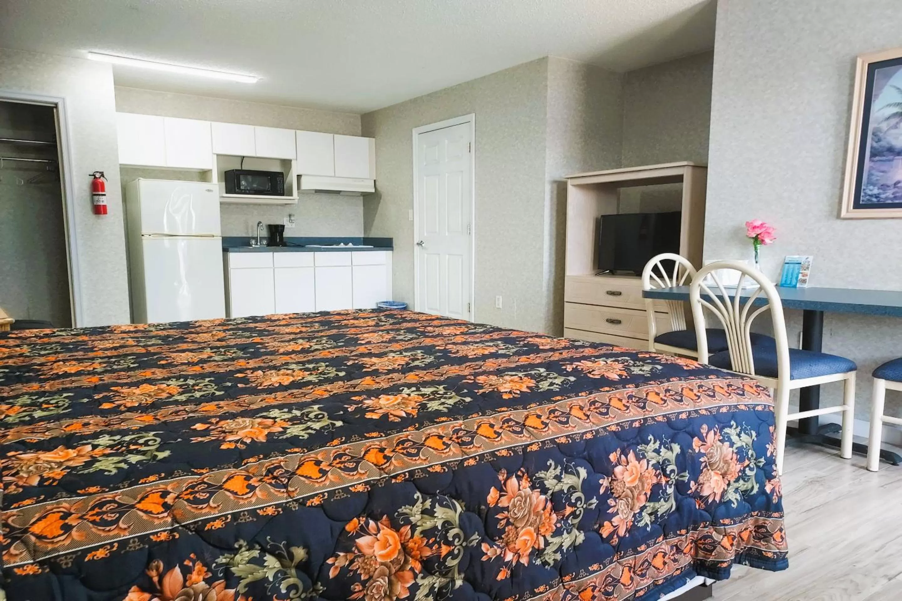 Kitchen or kitchenette, Bed in Studio Inn and Suites