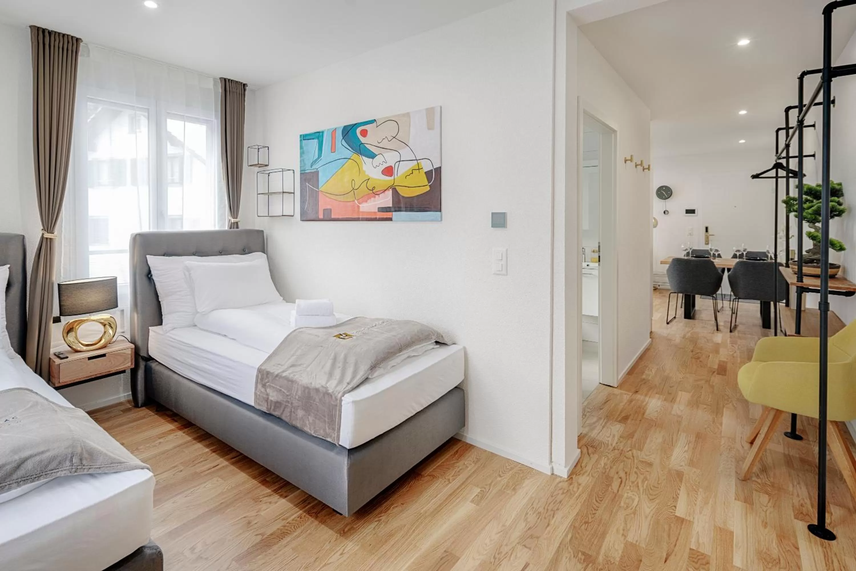 Bed in VISIMO Apartments St Georgen-Strasse St Gallen - Design City Nature