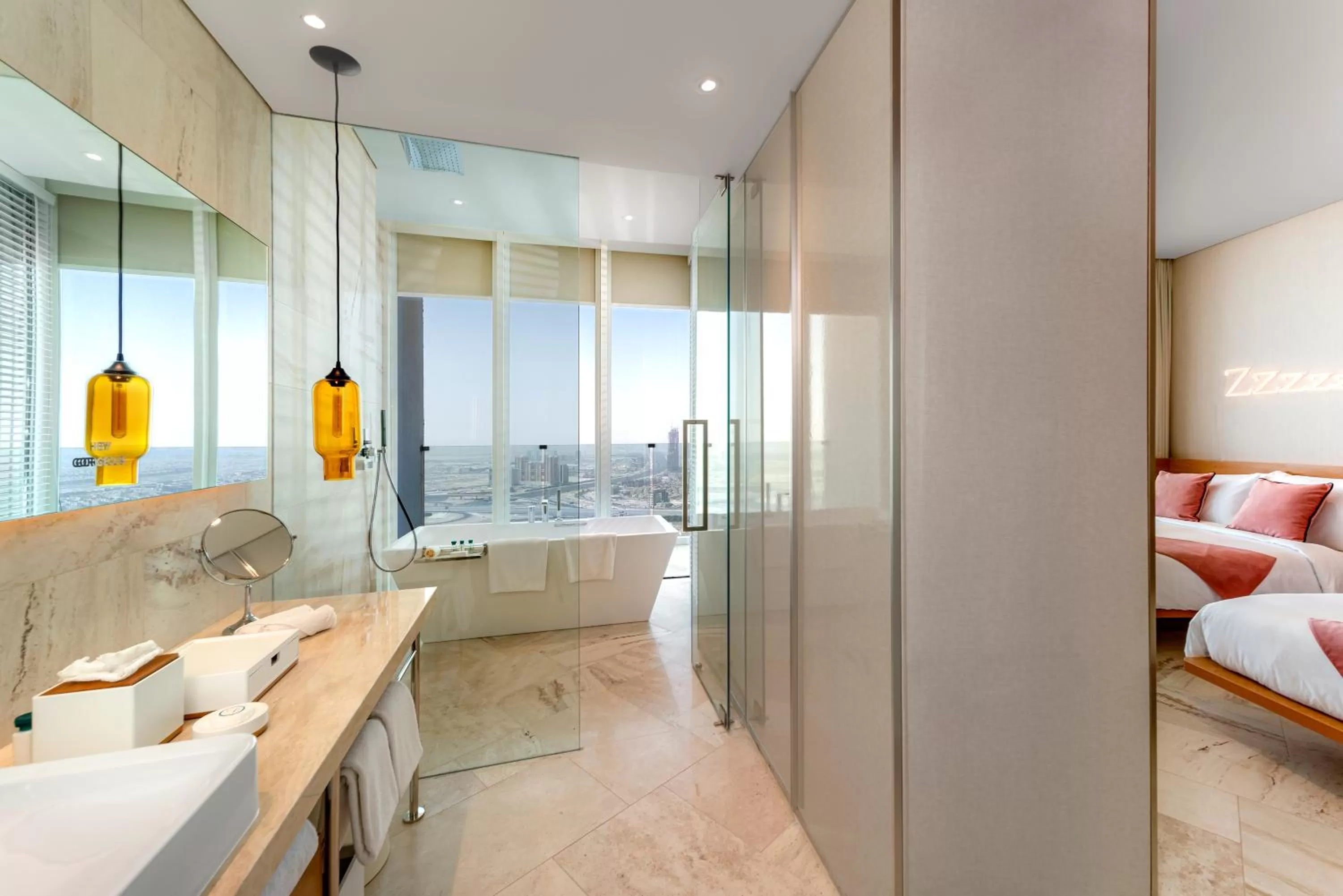 Bathroom, Bed in FIVE Jumeirah Village