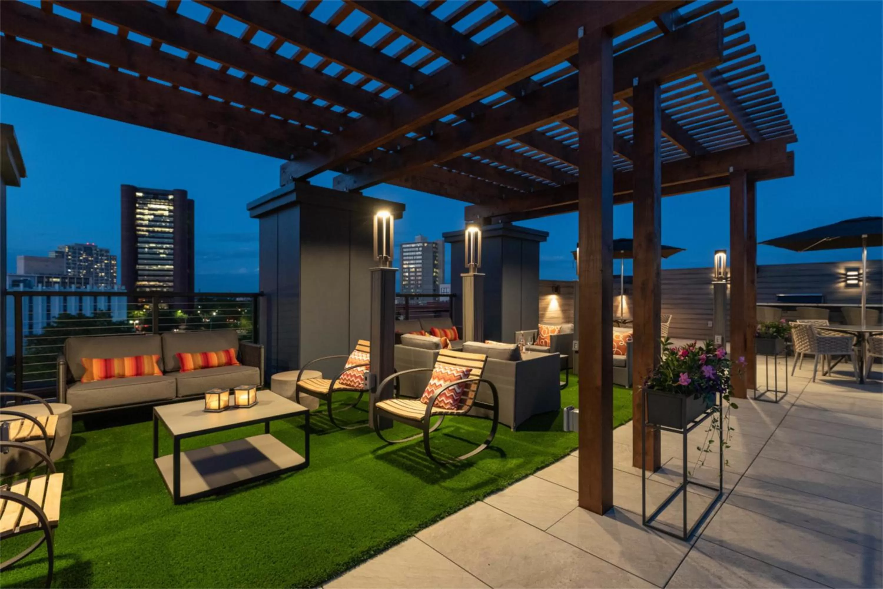 Patio in Luxury Furnished Apartments by Hyatus Downtown at Yale
