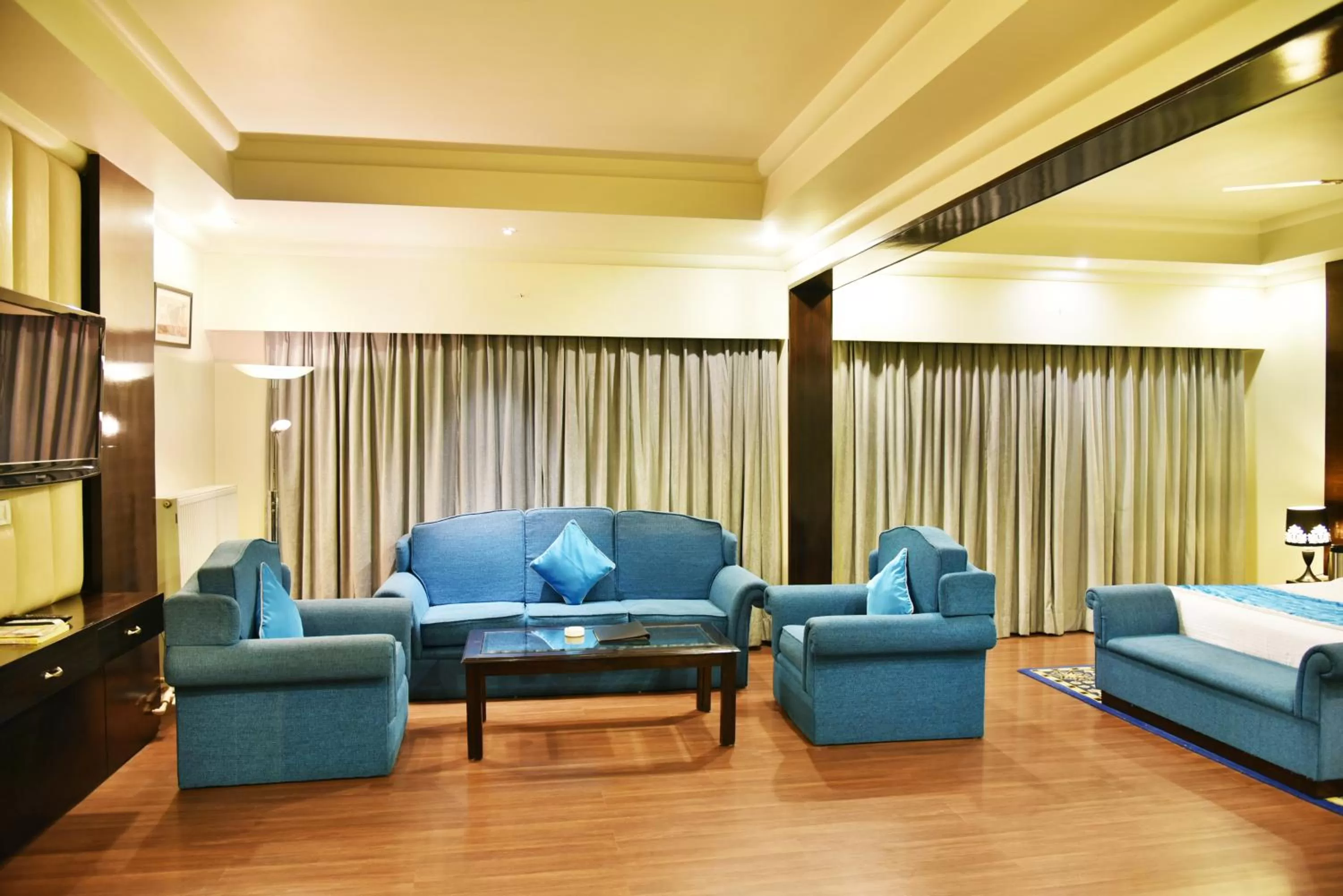Seating area in Indraprastha Resort - Centrally Heated Rooms, with Gym, Games & Spa