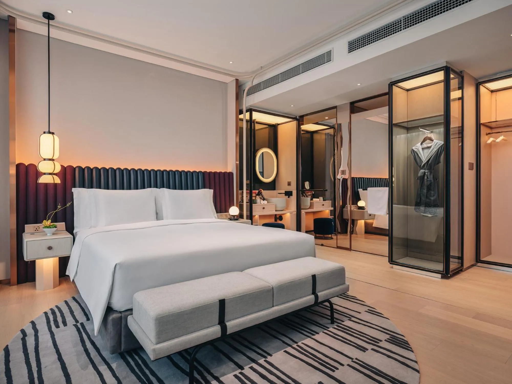 Bedroom, Bed in Hotel Indigo Hangzhou Uptown,Close to Westlake , boutique design hotel with freeflow minibar