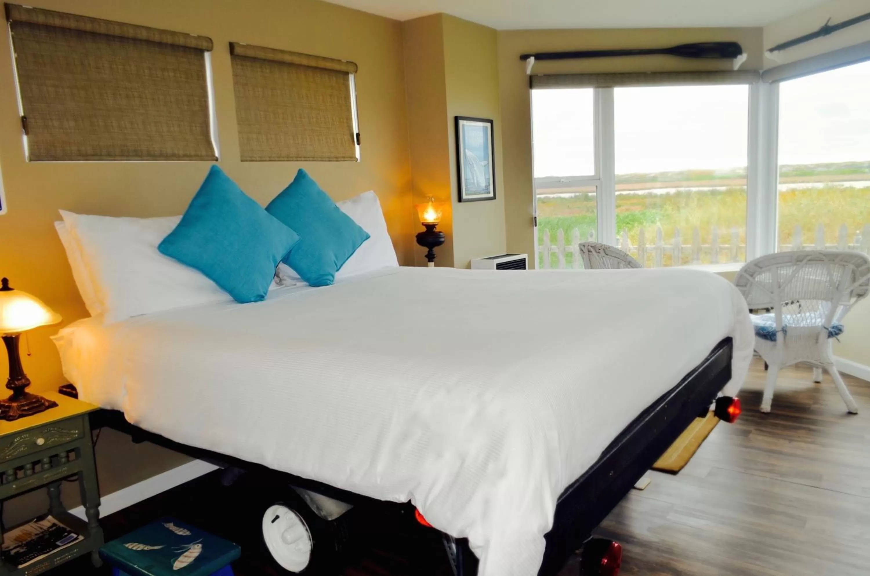 Bed in Captain's Inn at Moss Landing