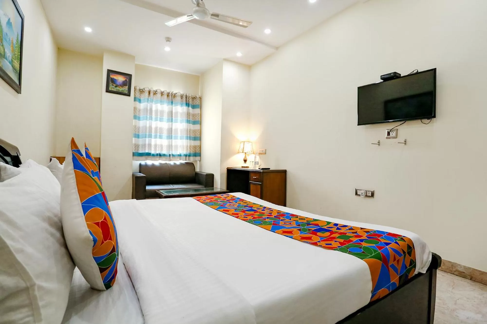 TV and multimedia, Bed in FabHotel F9 NSP - Near Pacific Mall Pitampura
