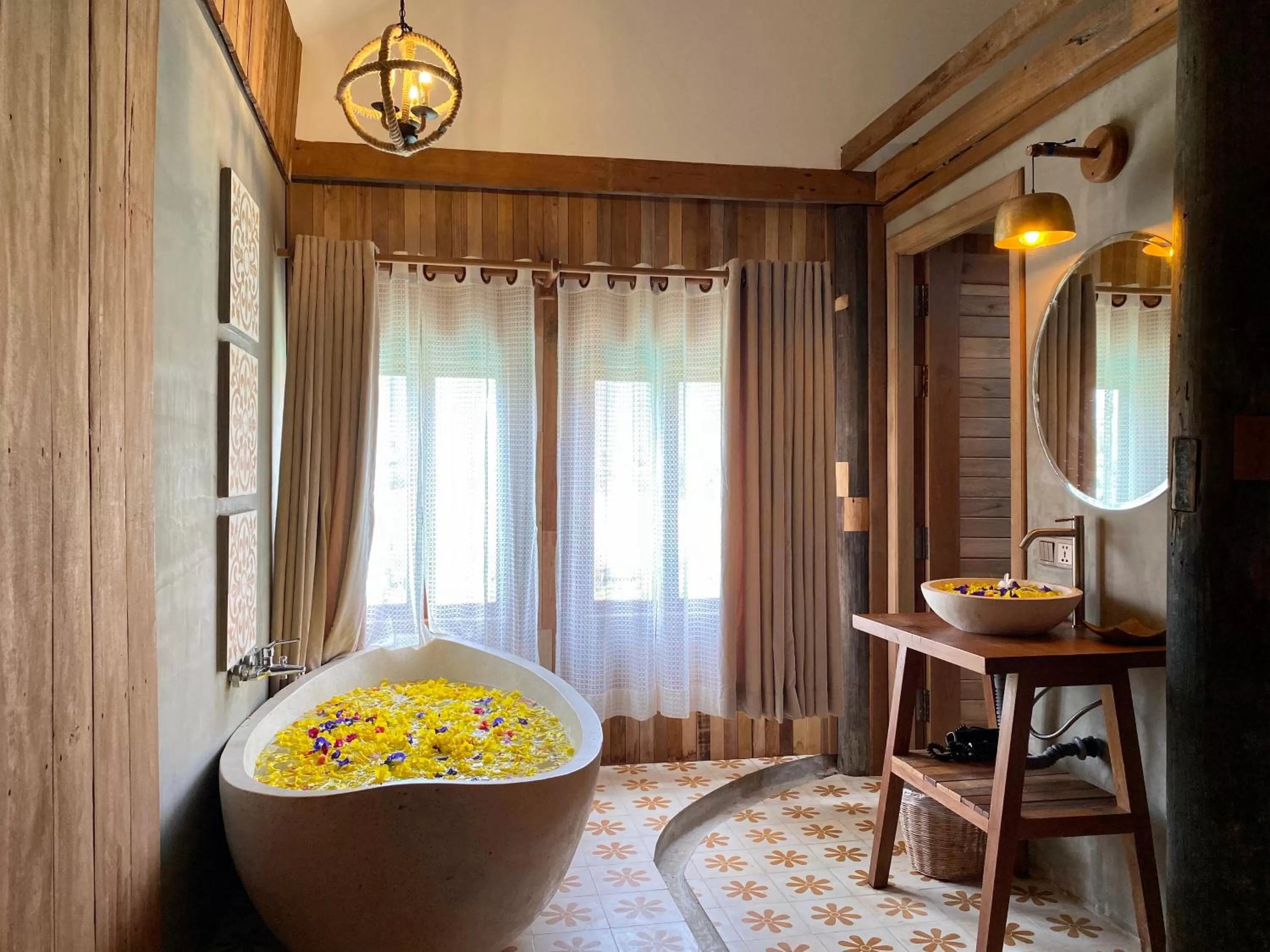 Bathroom, Bed in Dontrei Villa Angkor