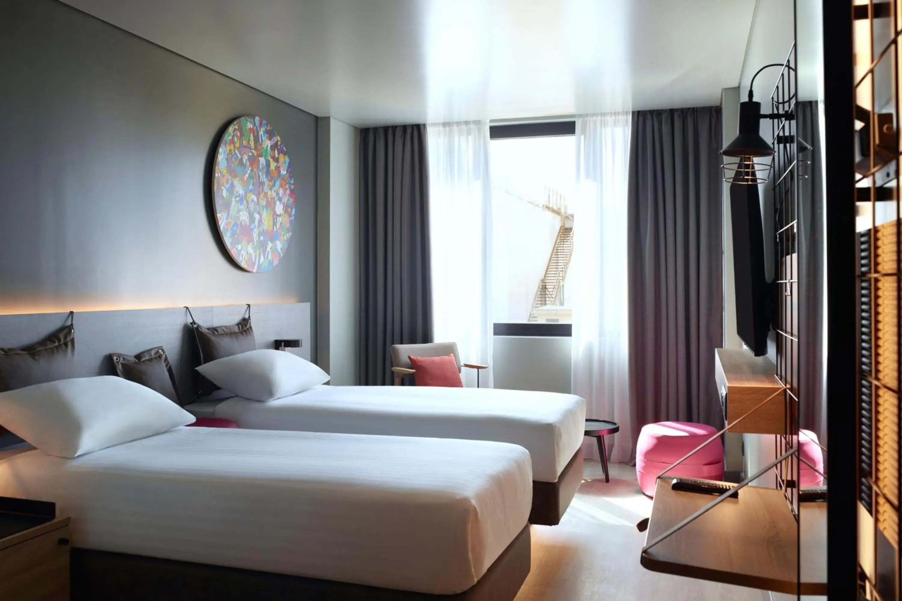 Twin Room with Limited View in Moxy Athens City Twin Room with Limited View in Moxy Athens City