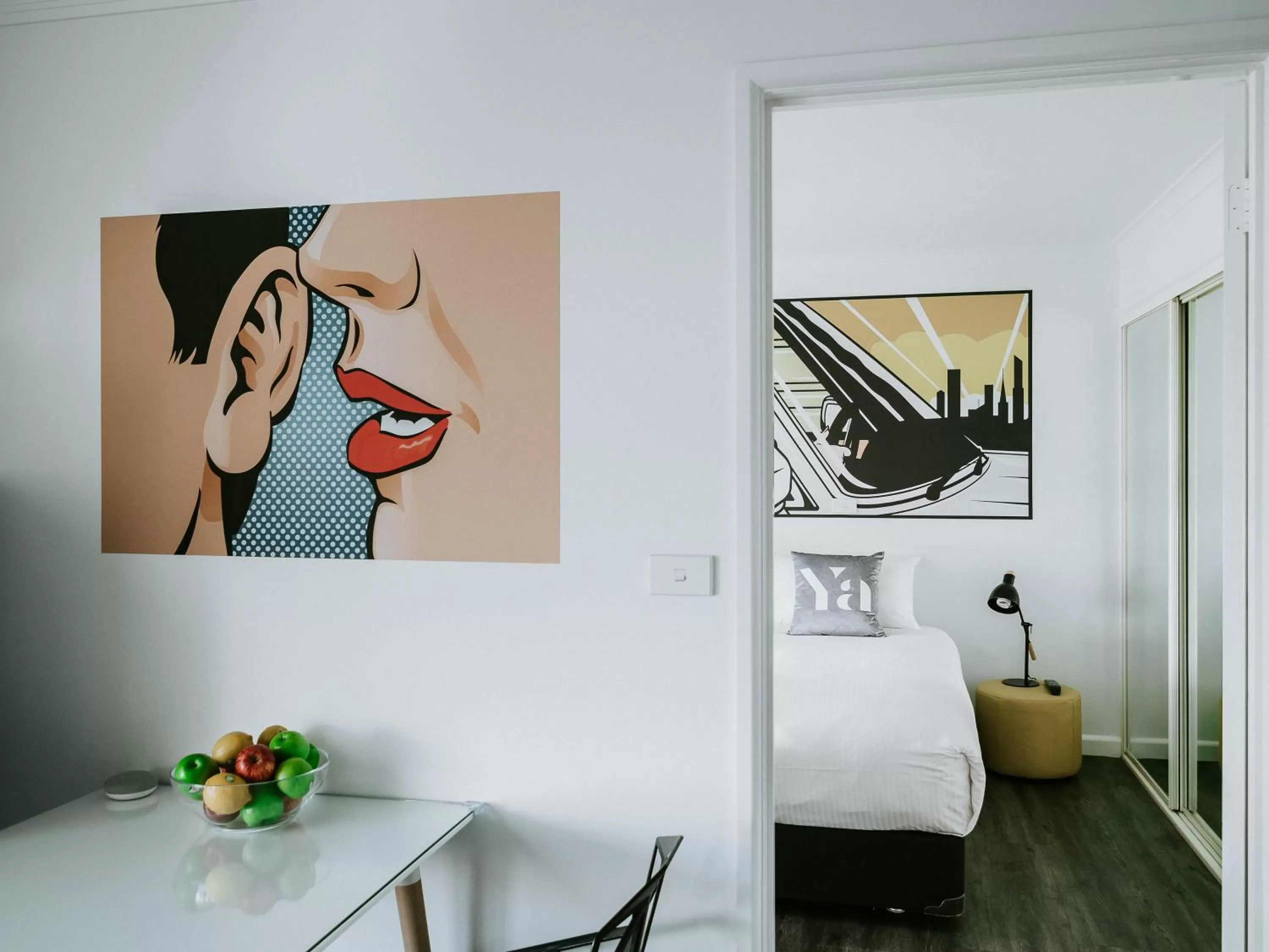 Kitchen or kitchenette, Bed in SoYa Apartment Hotel