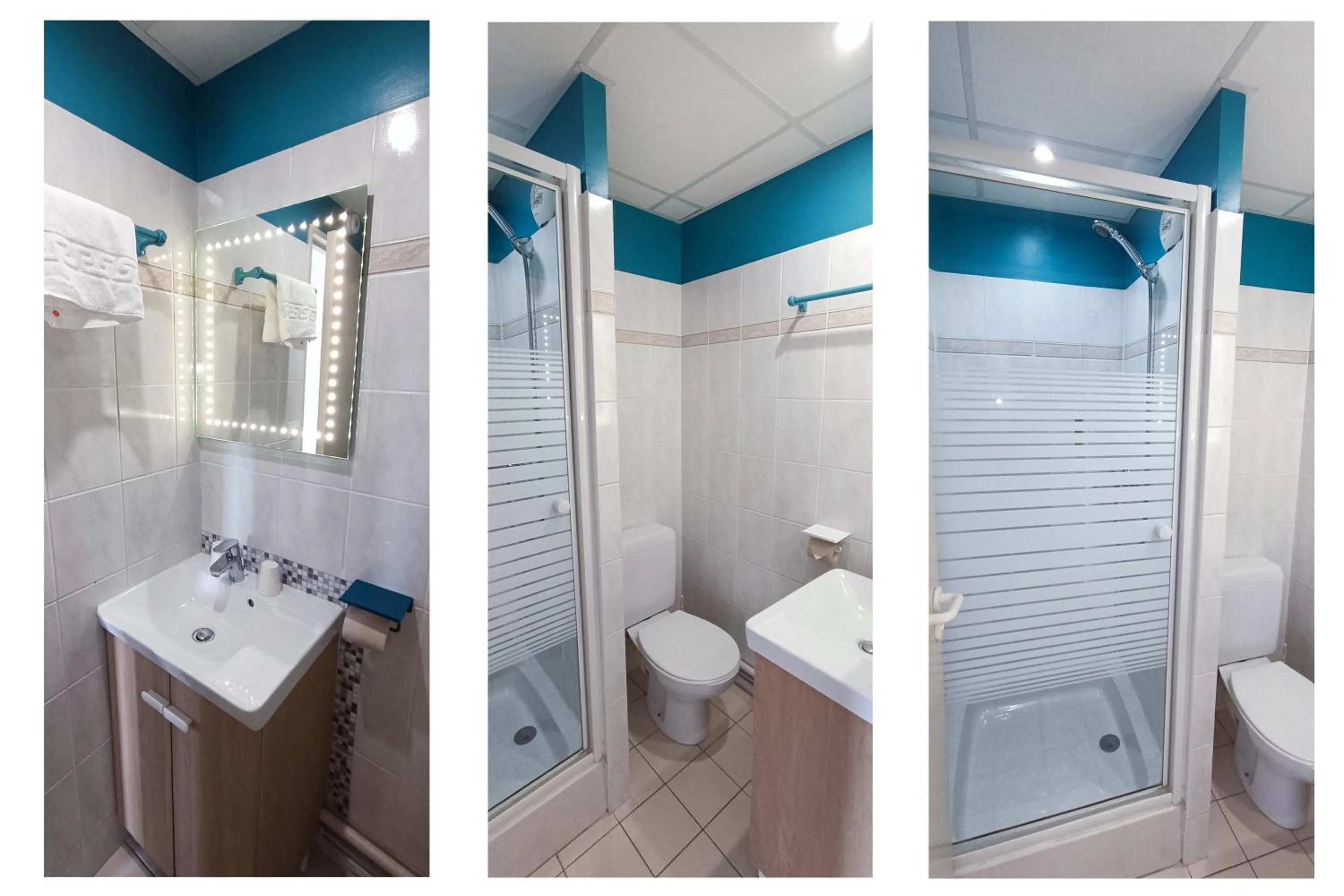 Shower in The Originals Access, Hôtel les Iris, Berck-sur-Mer