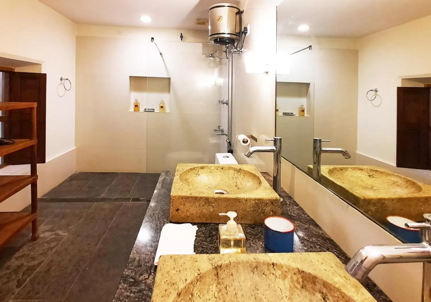 Bathroom in Saratha Vilas Chettinad