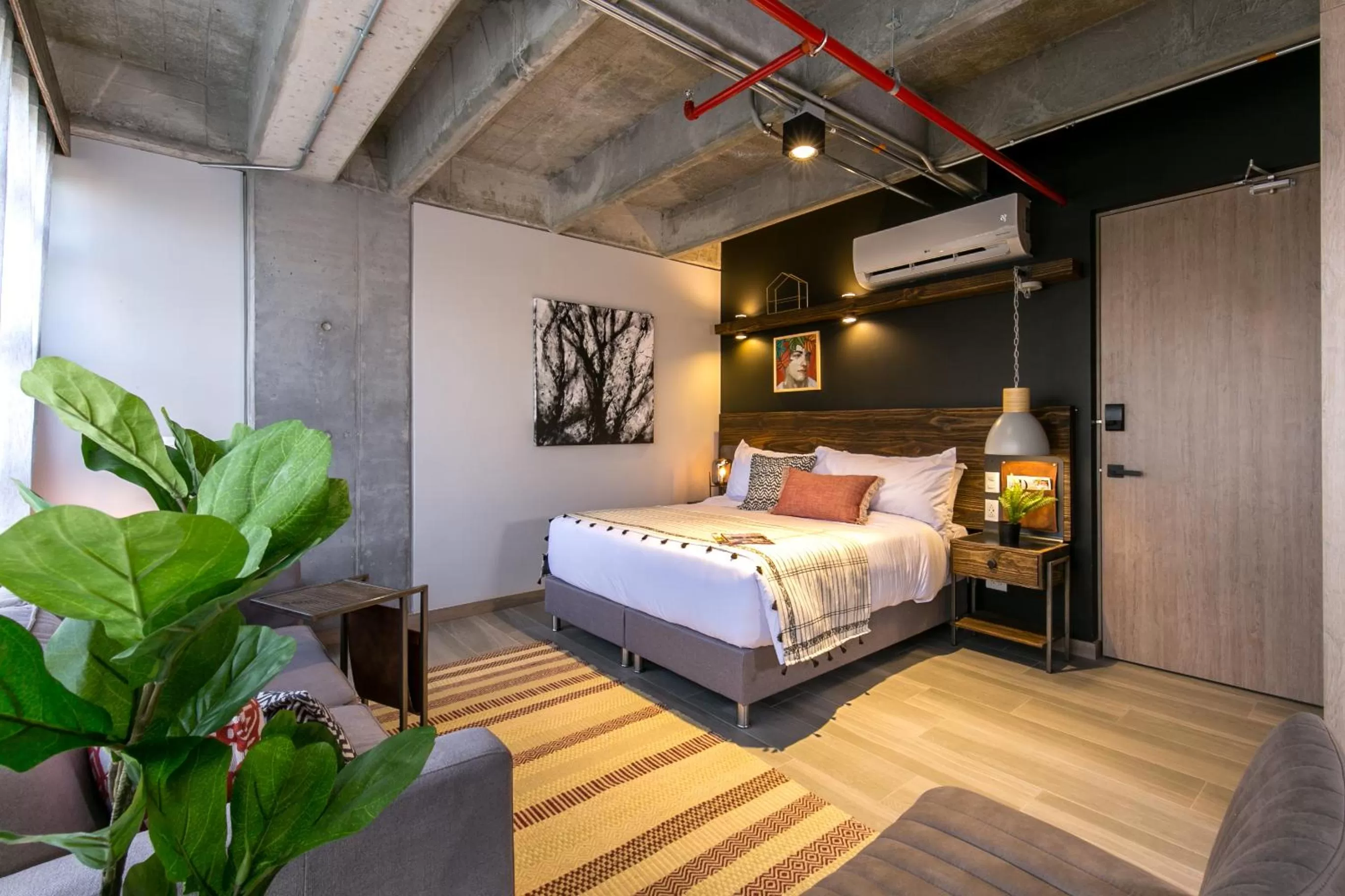 Bed in Factory Lofts Hotel