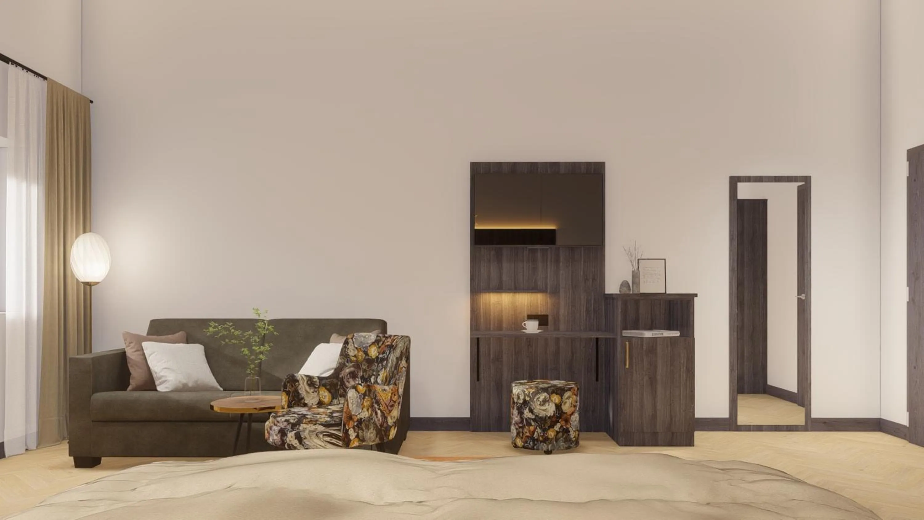 Bed, Seating Area in Hotel Pension Residenz