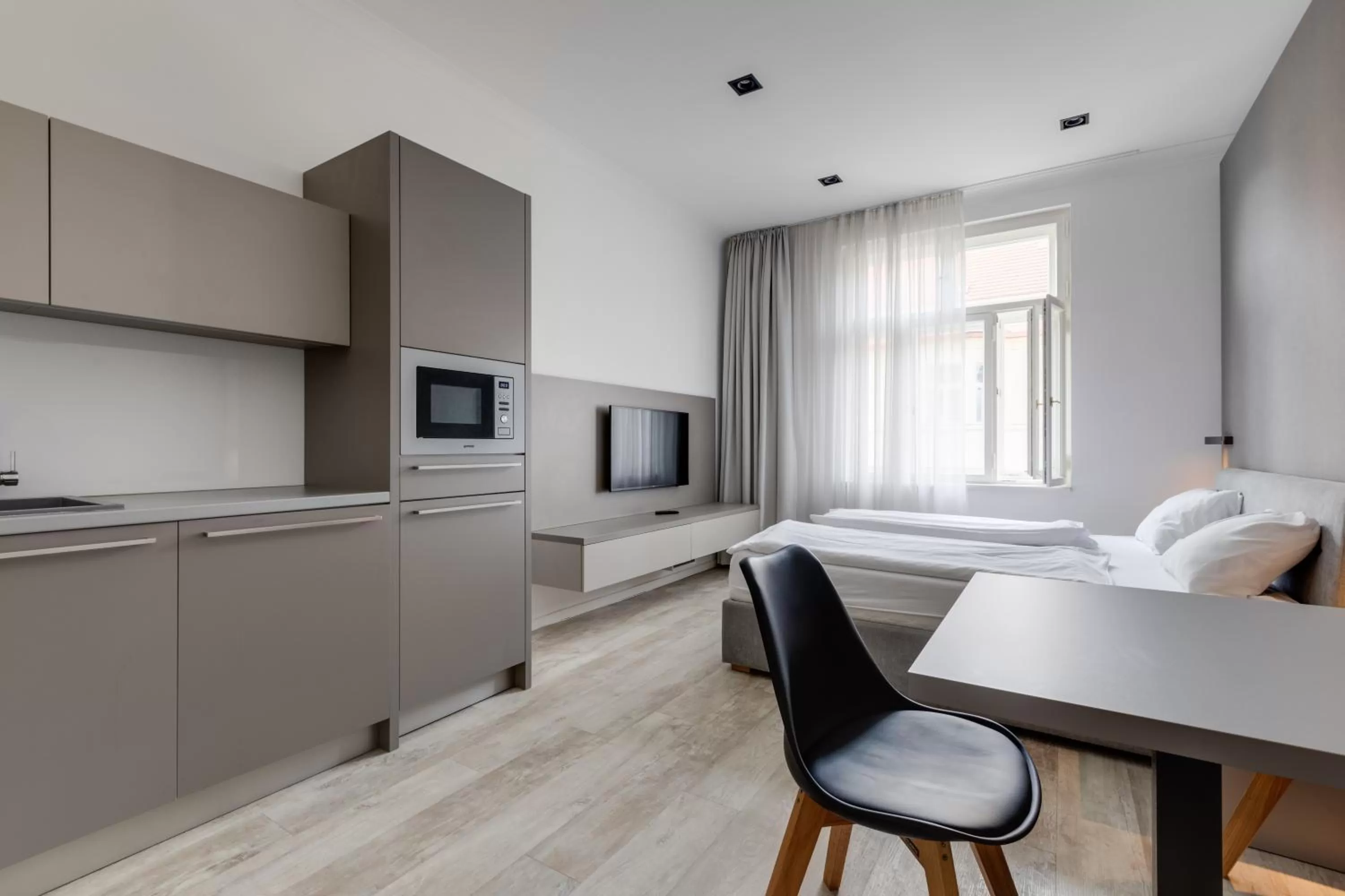 Bed in Lampi Aparthotel Prague