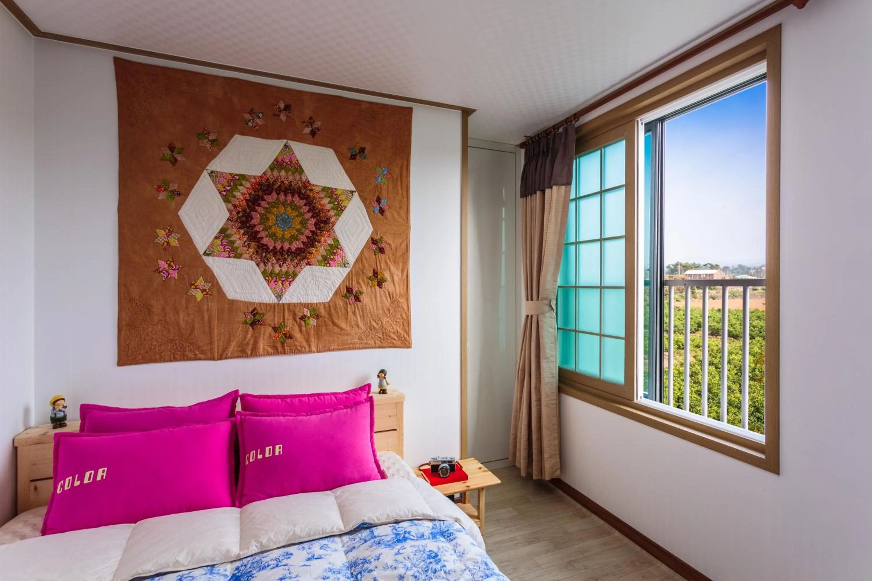 Bed in Jeju Wayo Pension