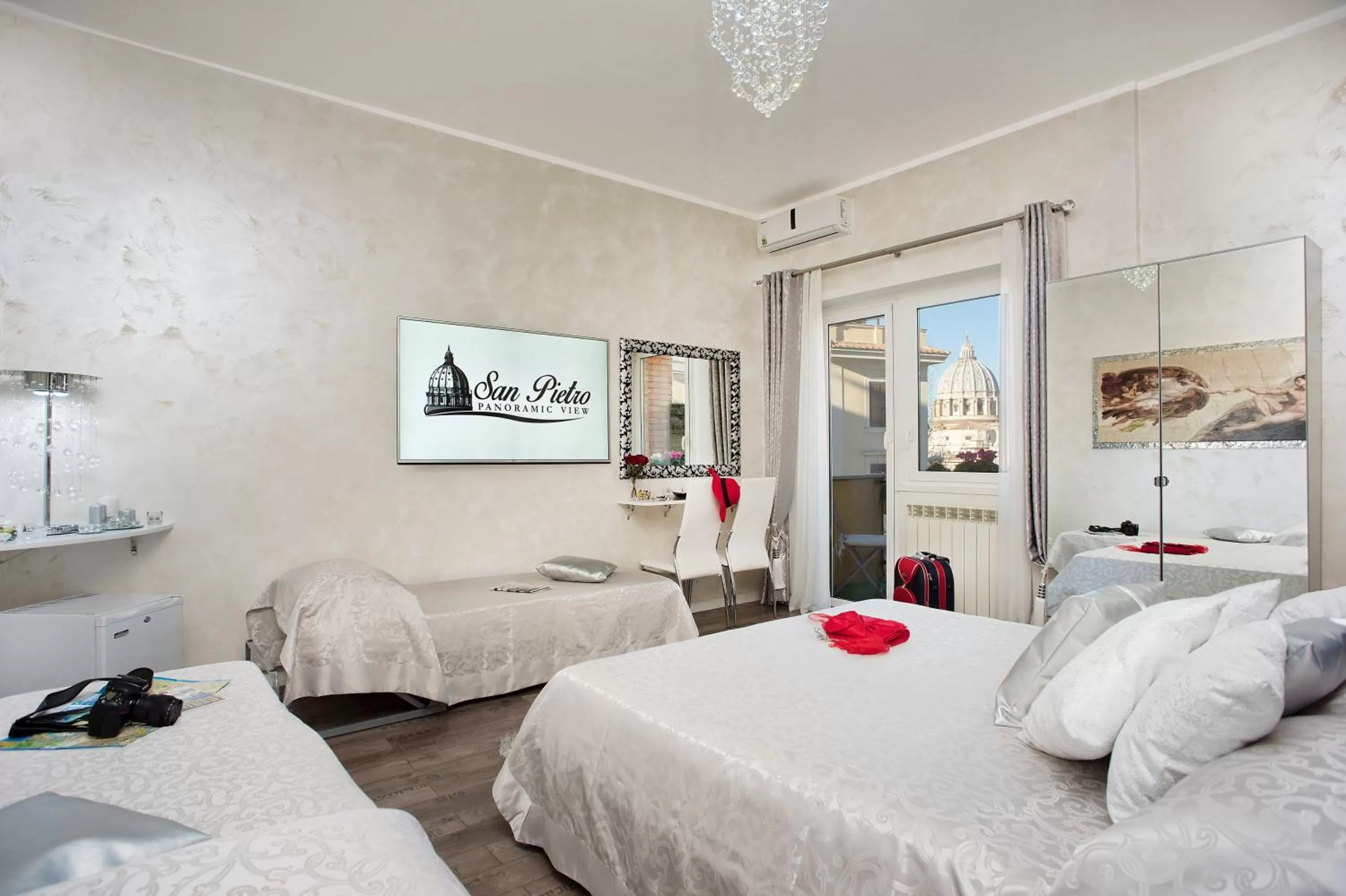 Balcony/Terrace, Bed in San Pietro Panoramic View