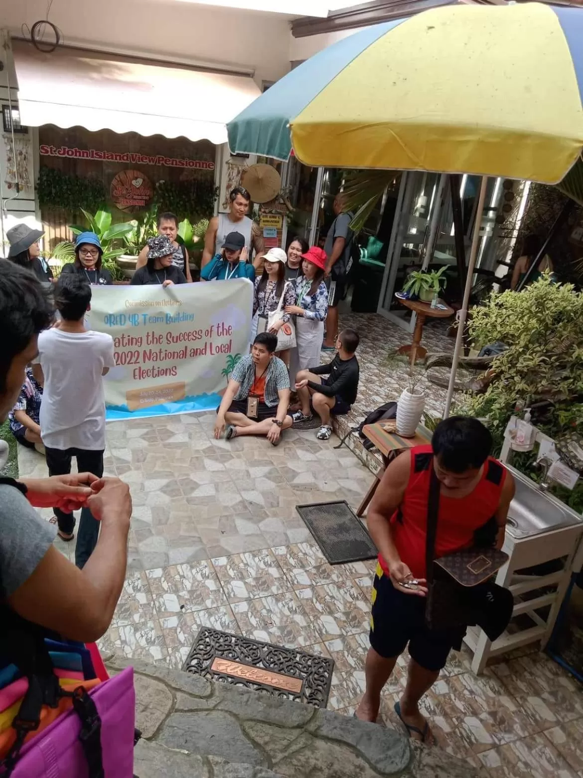 group of guests in St. John Island View Pensionne